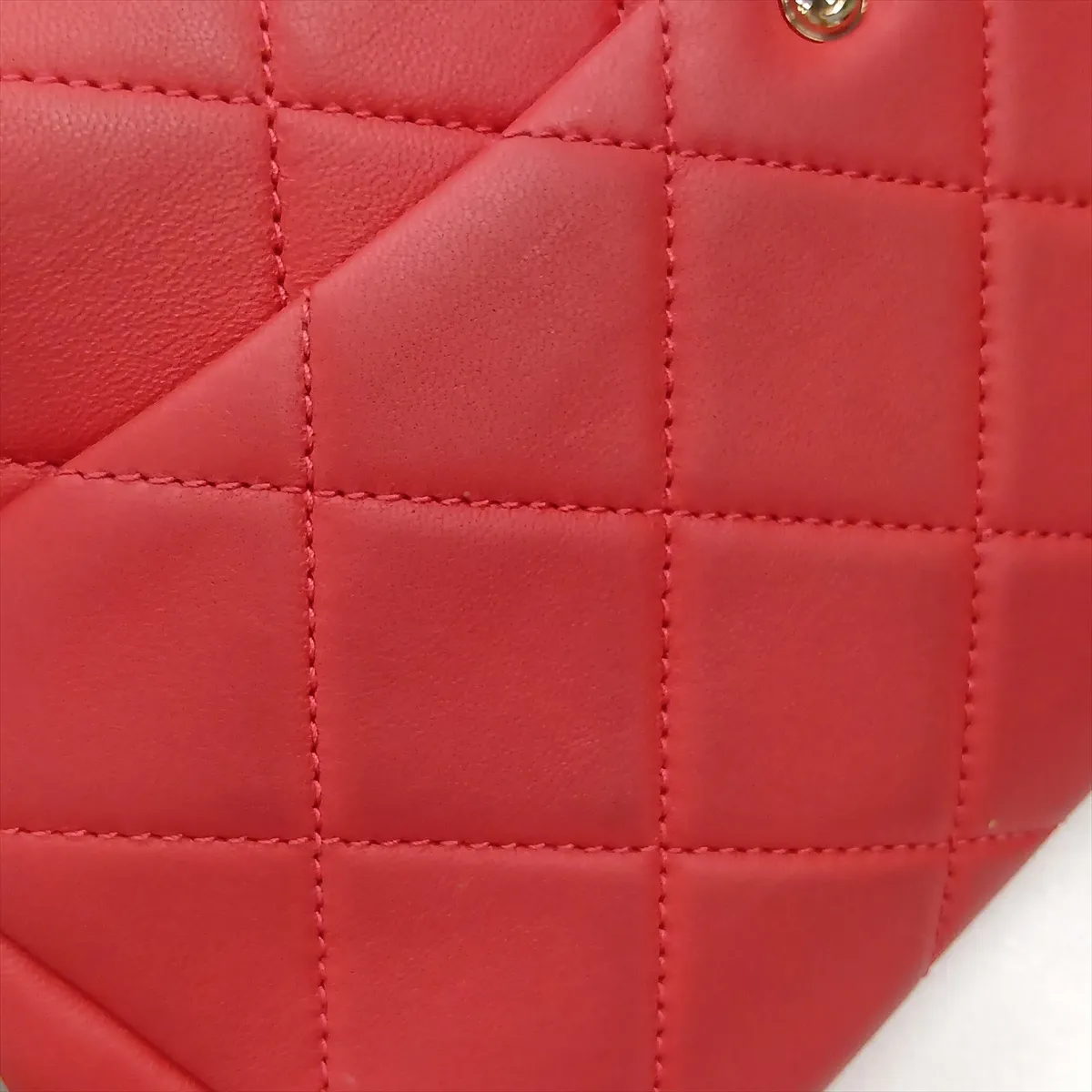 Matelassé Lambskin Chain Shoulder Bag, Red with Gold Hardware, 29233444 (Serial Number 29) — view 13
