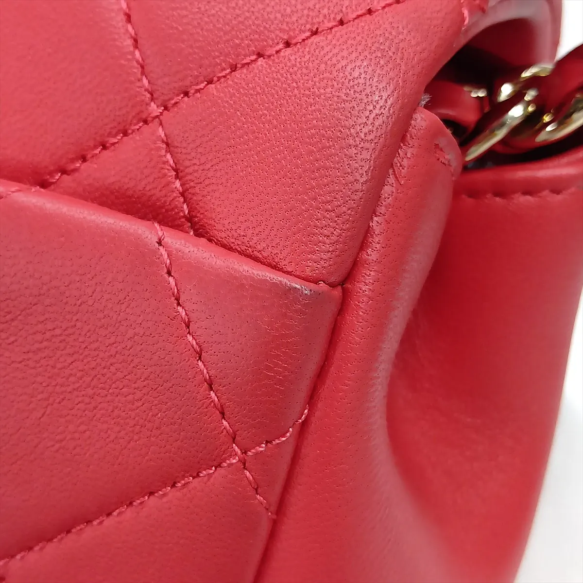 Matelassé Lambskin Chain Shoulder Bag, Red with Gold Hardware, 29233444 (Serial Number 29) — view 14