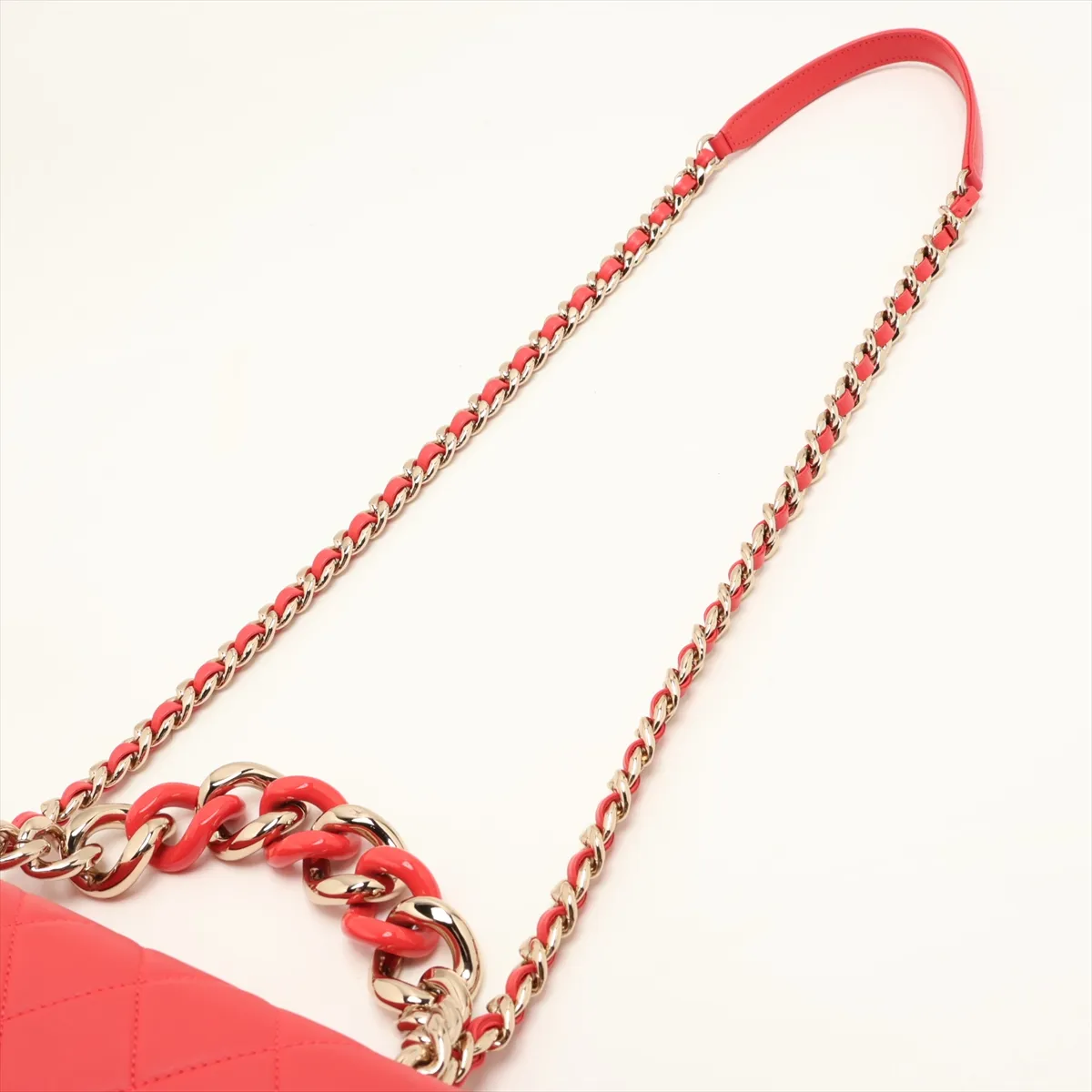 Matelassé Lambskin Chain Shoulder Bag, Red with Gold Hardware, 29233444 (Serial Number 29) — view 5