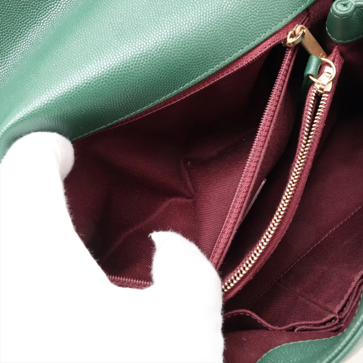 Coco Handle 29 S Caviar Skin 2-Way Handbag, Green with Gold Hardware, 25913593, Serial Number 25-series, A92991 — view 11