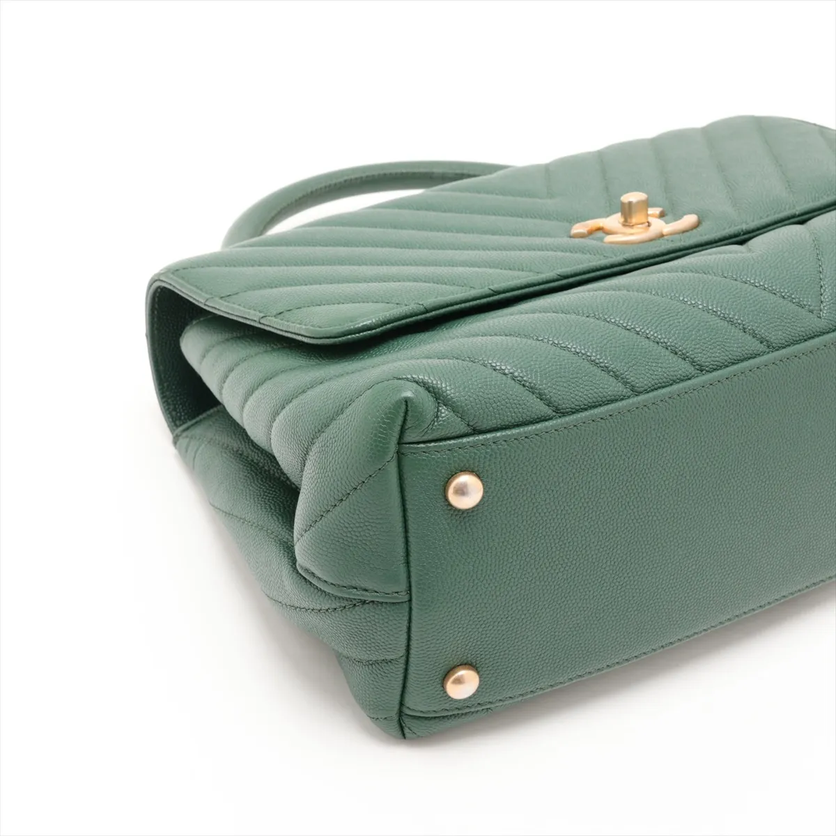 Coco Handle 29 S Caviar Skin 2-Way Handbag, Green with Gold Hardware, 25913593, Serial Number 25-series, A92991 — view 4