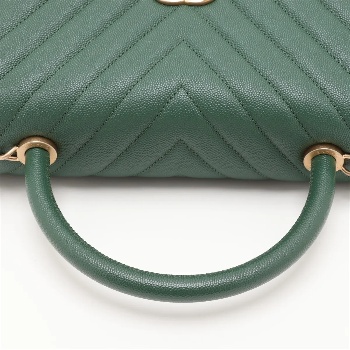 Coco Handle 29 S Caviar Skin 2-Way Handbag, Green with Gold Hardware, 25913593, Serial Number 25-series, A92991 — view 5