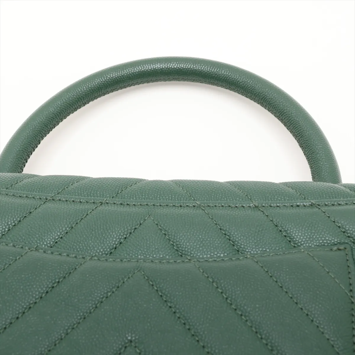 Coco Handle 29 S Caviar Skin 2-Way Handbag, Green with Gold Hardware, 25913593, Serial Number 25-series, A92991 — view 6