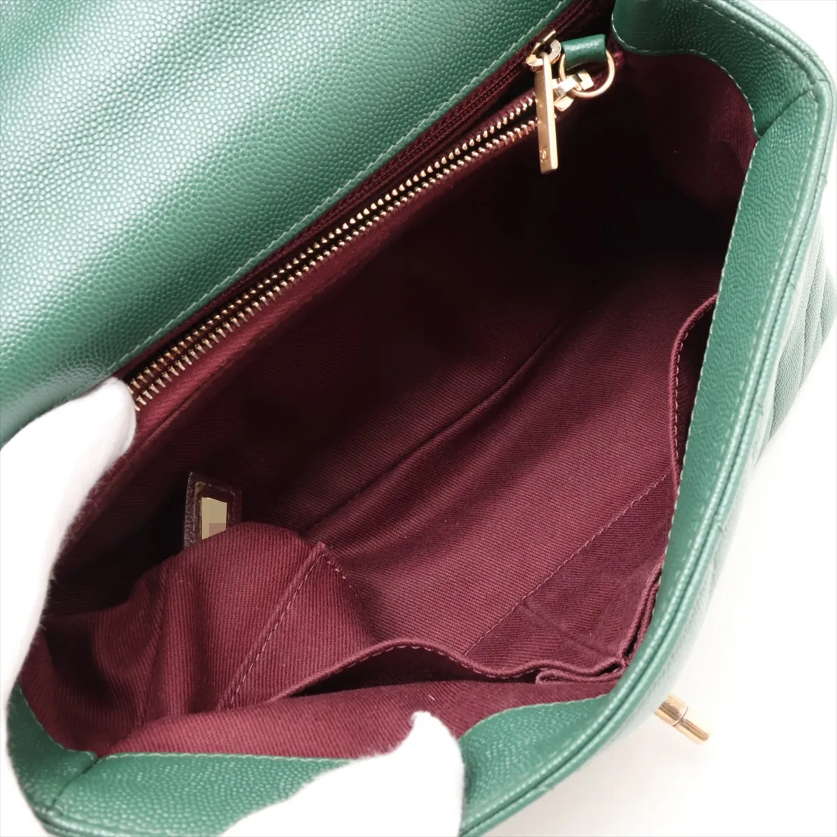 Coco Handle 29 S Caviar Skin 2-Way Handbag, Green with Gold Hardware, 25913593, Serial Number 25-series, A92991 — view 8