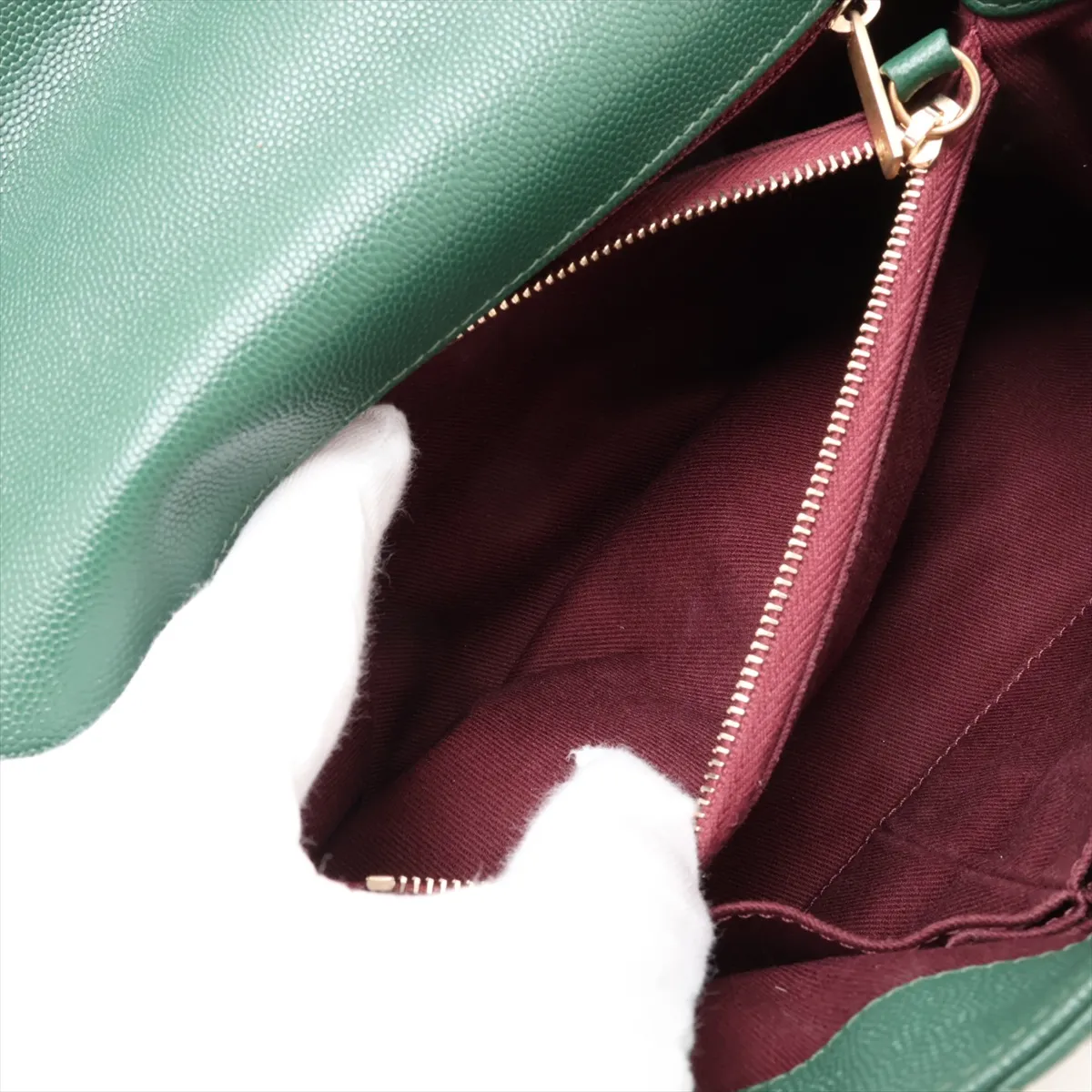 Coco Handle 29 S Caviar Skin 2-Way Handbag, Green with Gold Hardware, 25913593, Serial Number 25-series, A92991 — view 9