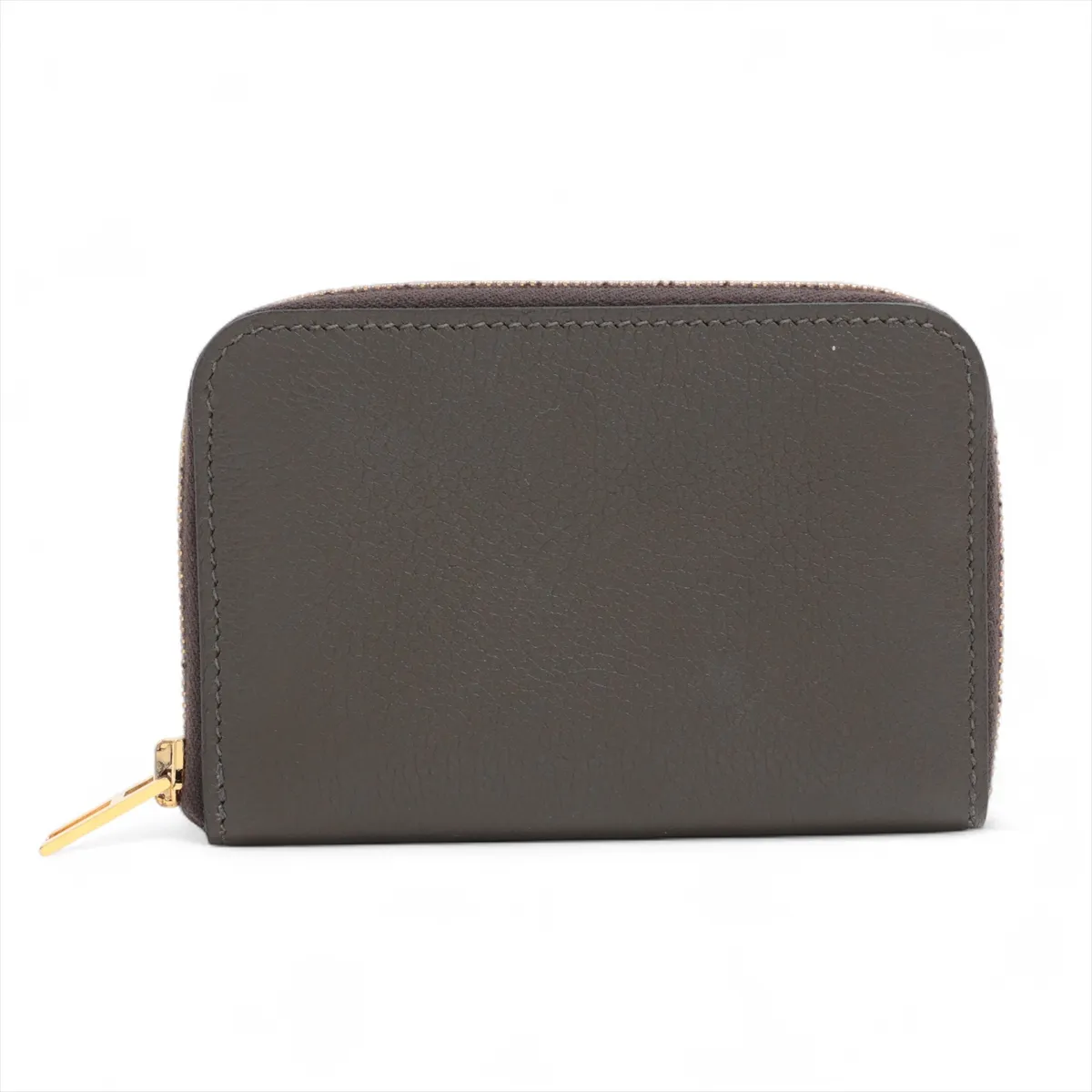 Zip Ango Veau Epsom Coin Case, Gray with Gold Hardware, Z: 2021