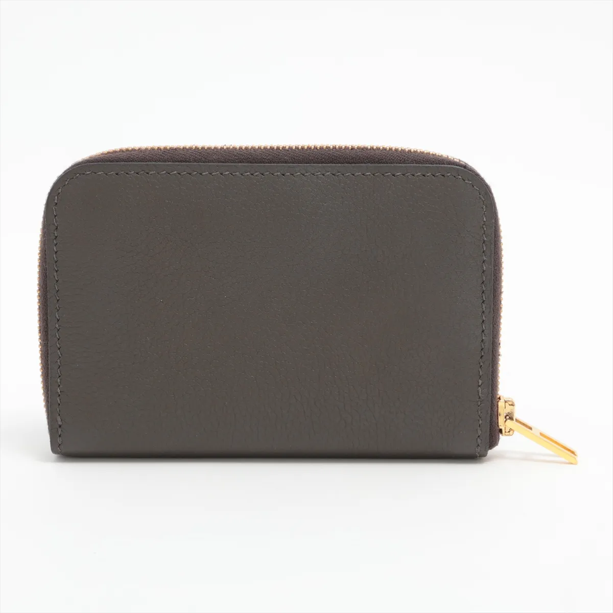 Zip Ango Veau Epsom Coin Case, Gray with Gold Hardware, Z: 2021 — view 2