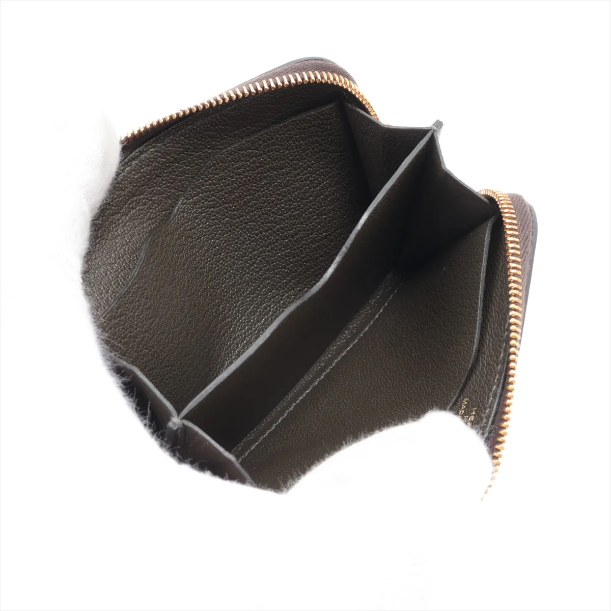 Zip Ango Veau Epsom Coin Case, Gray with Gold Hardware, Z: 2021 — view 3