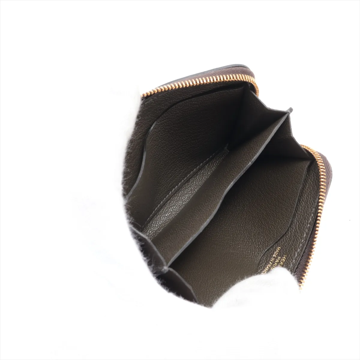 Zip Ango Veau Epsom Coin Case, Gray with Gold Hardware, Z: 2021 — view 5