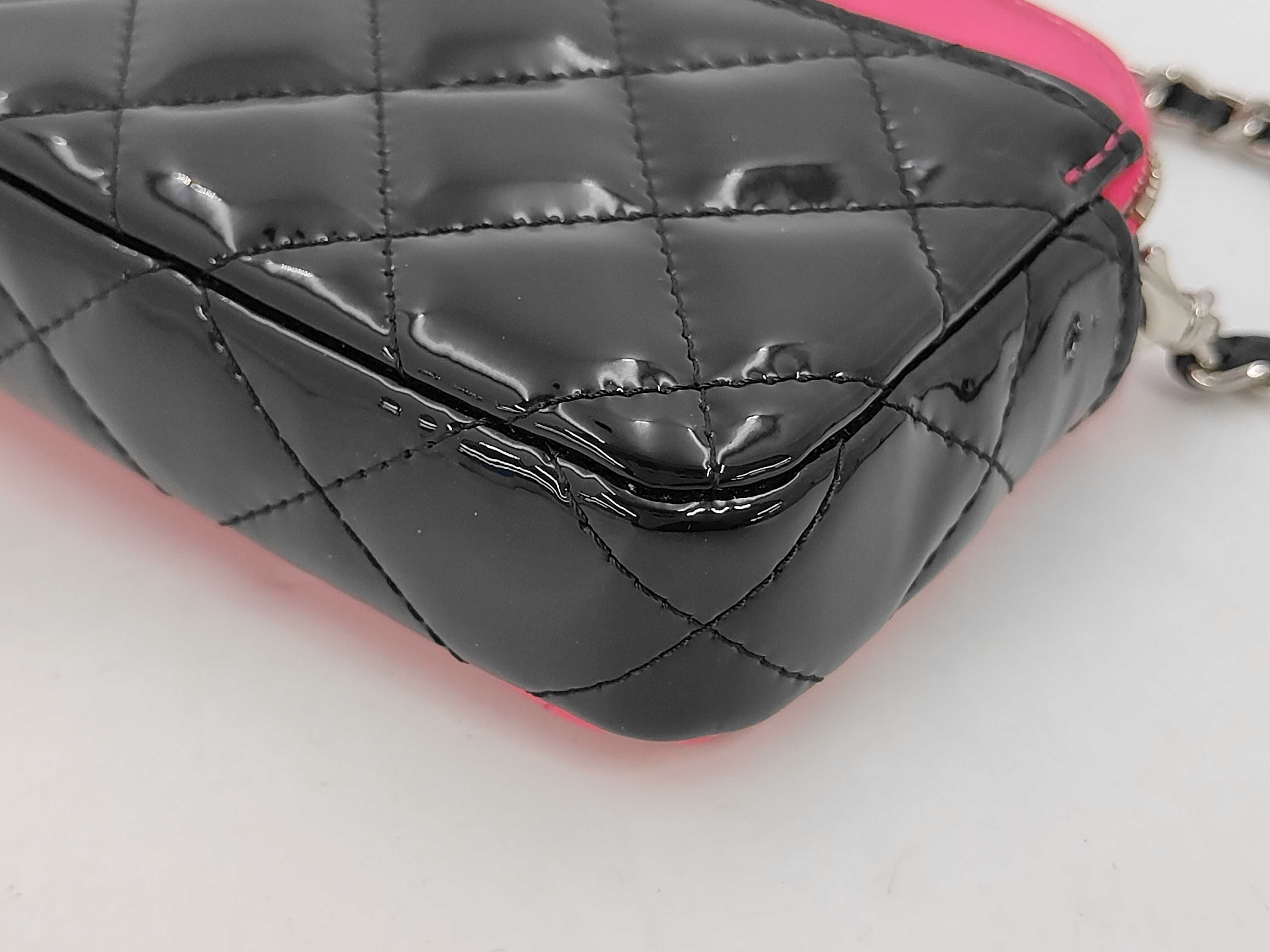 Matelassé Enamel Pink Black Shoulder Bag (Serial Number 29) — view 3