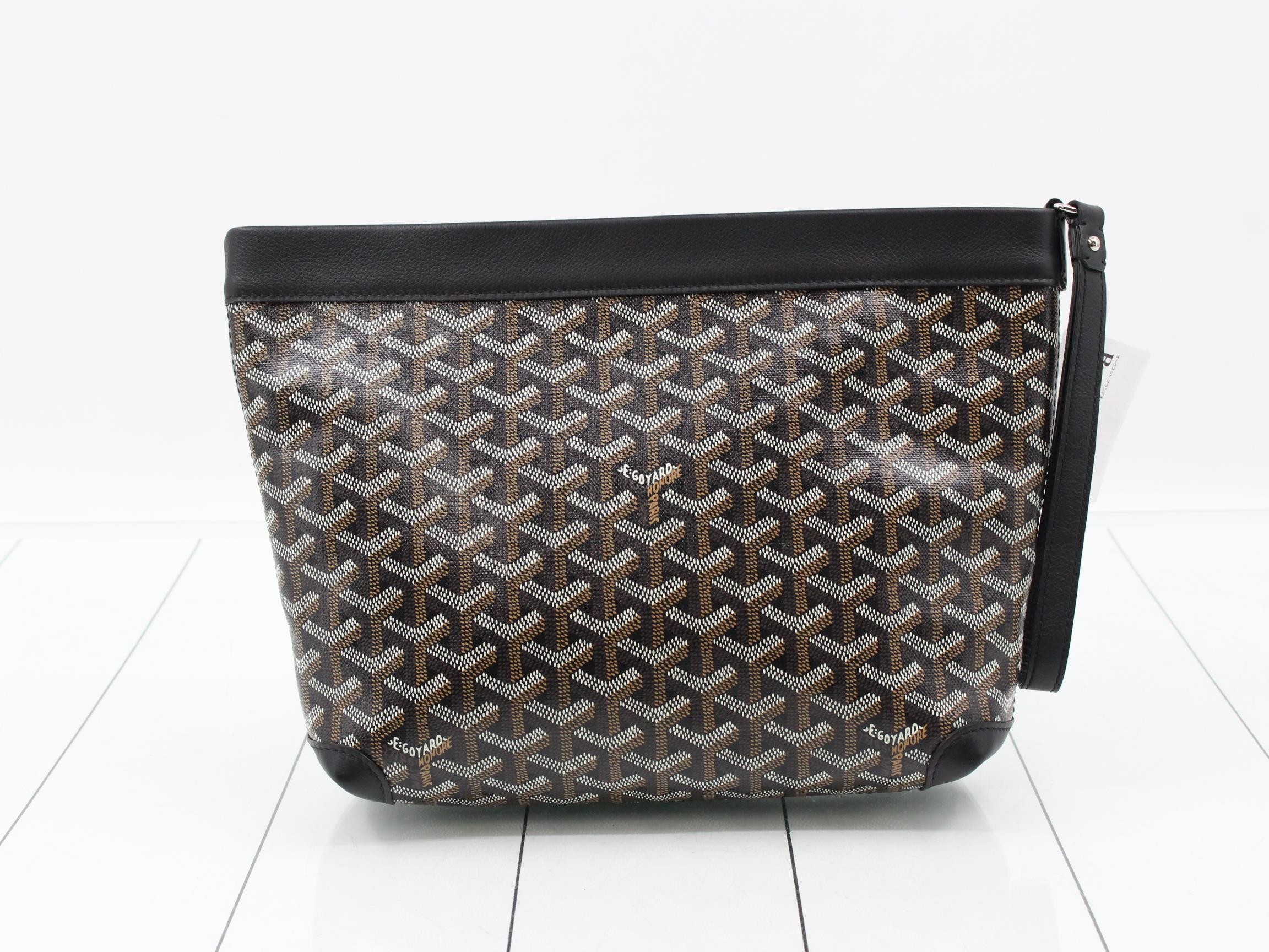 Conti Clutch Bag, PVC/Leather, Black — view 2