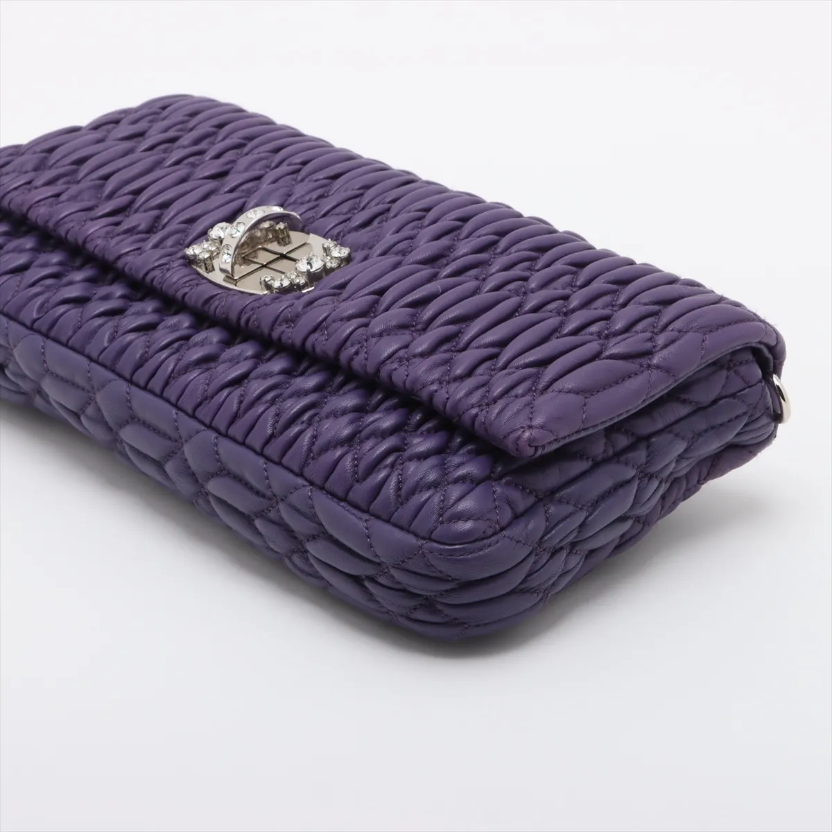 Matelasse Nappa Crystal Leather 2WAY Shoulder Bag Purple RP0233 — view 3