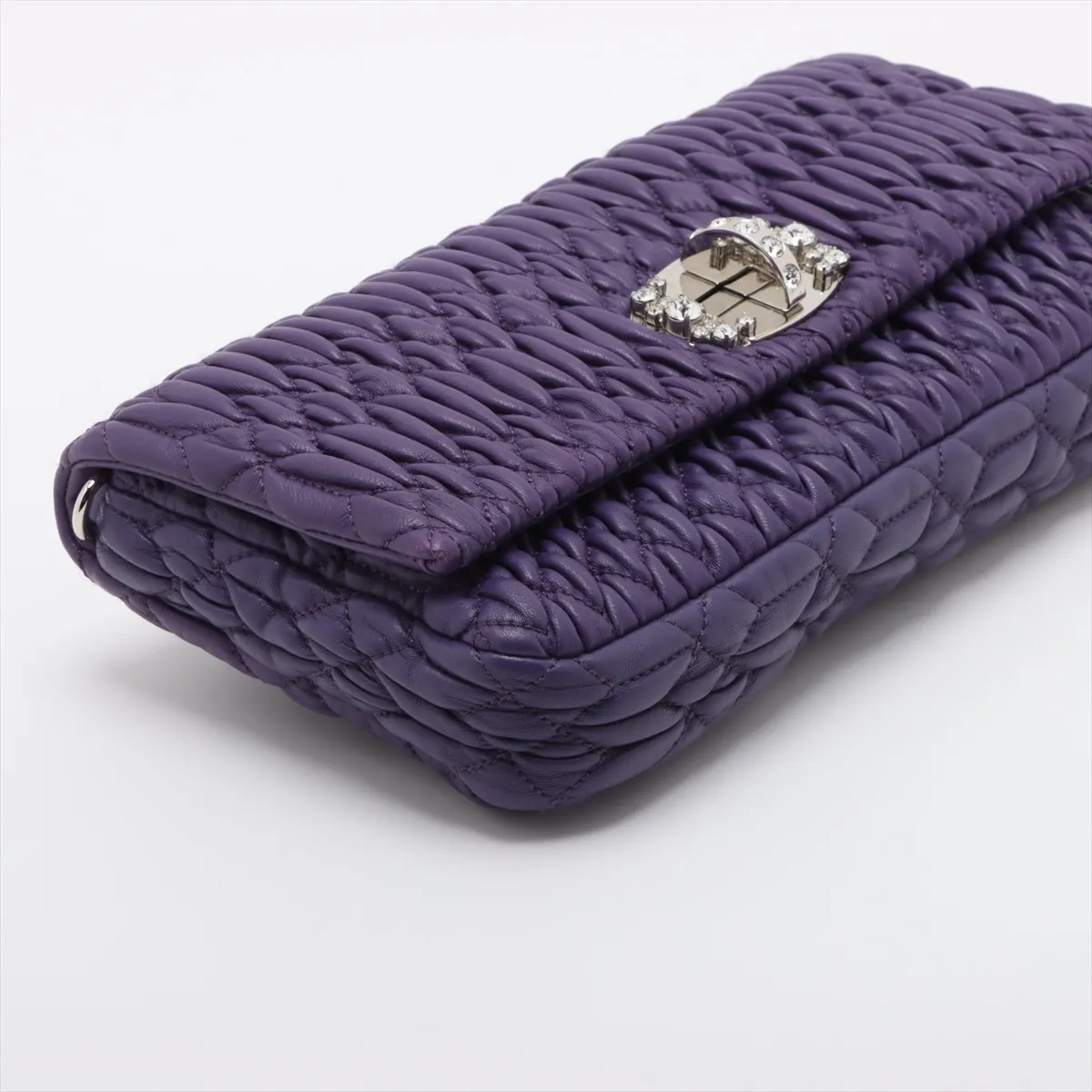 Matelasse Nappa Crystal Leather 2WAY Shoulder Bag Purple RP0233 — view 4
