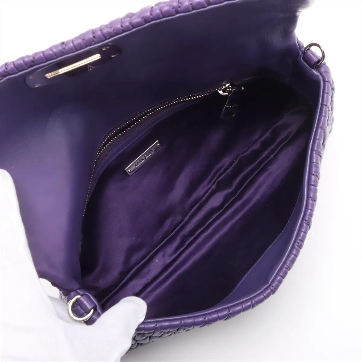 Matelasse Nappa Crystal Leather 2WAY Shoulder Bag Purple RP0233 — view 6