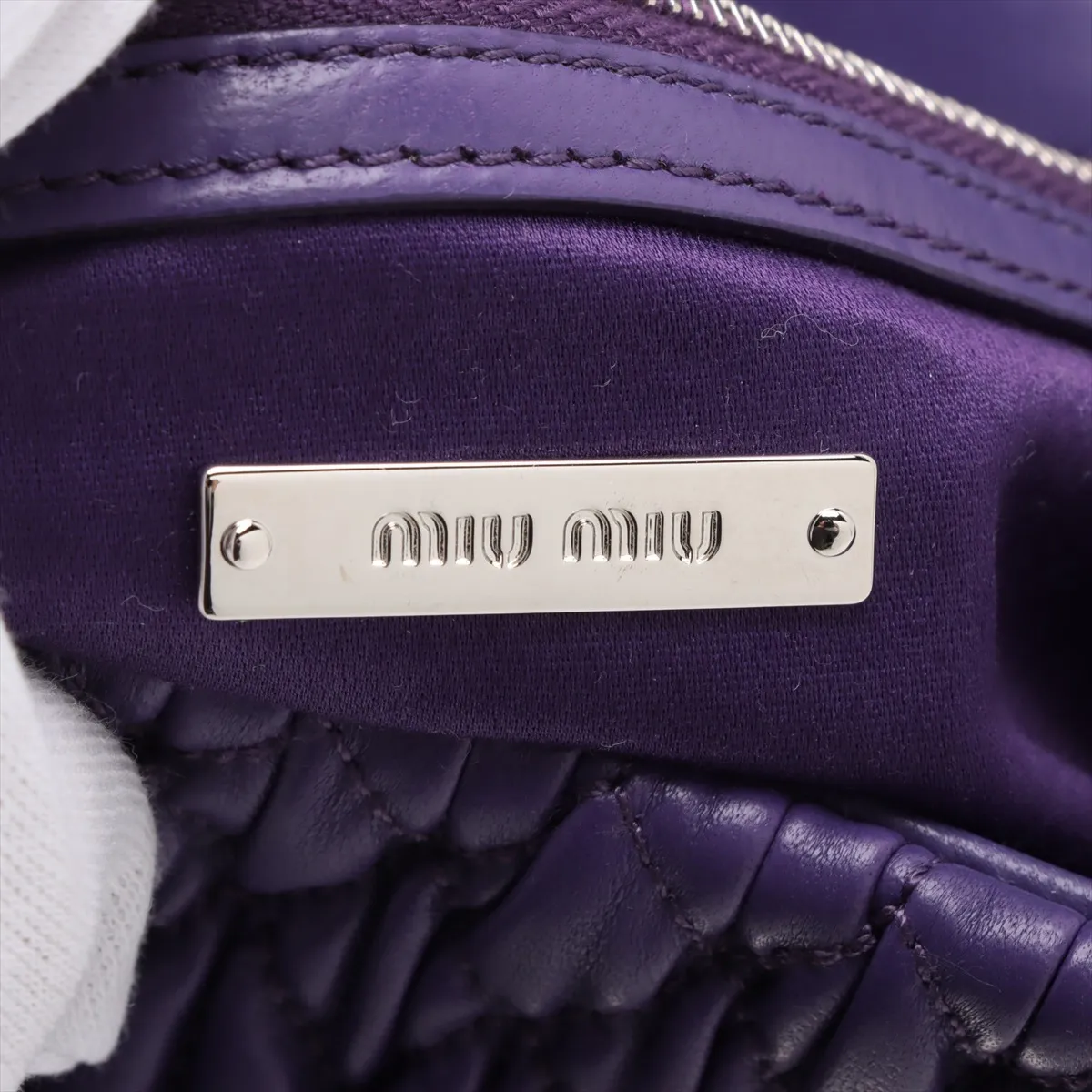 Matelasse Nappa Crystal Leather 2WAY Shoulder Bag Purple RP0233 — view 8