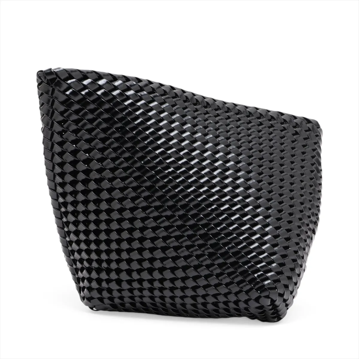 Intrecciato Leather Clutch Bag, Black — view 2