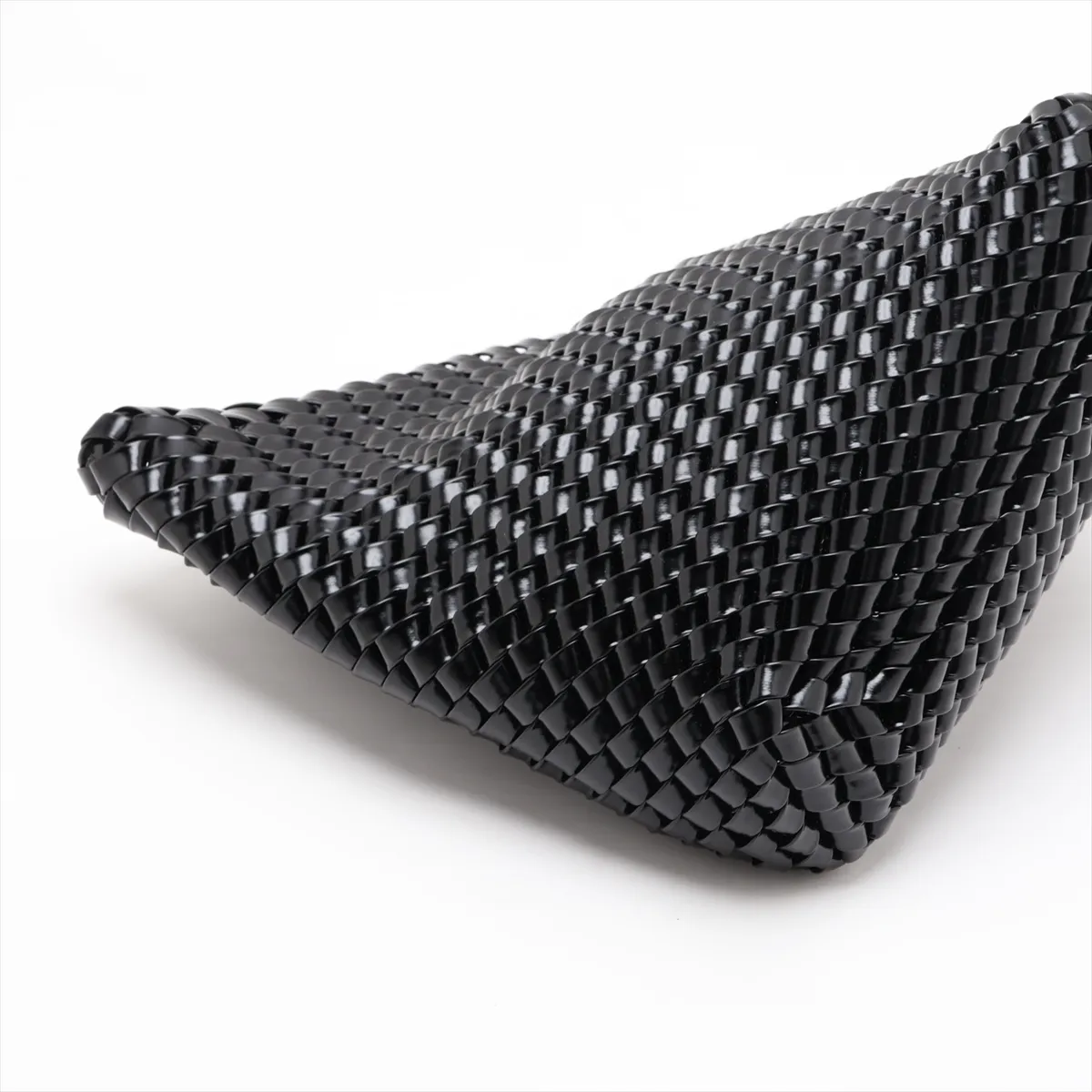 Intrecciato Leather Clutch Bag, Black — view 4