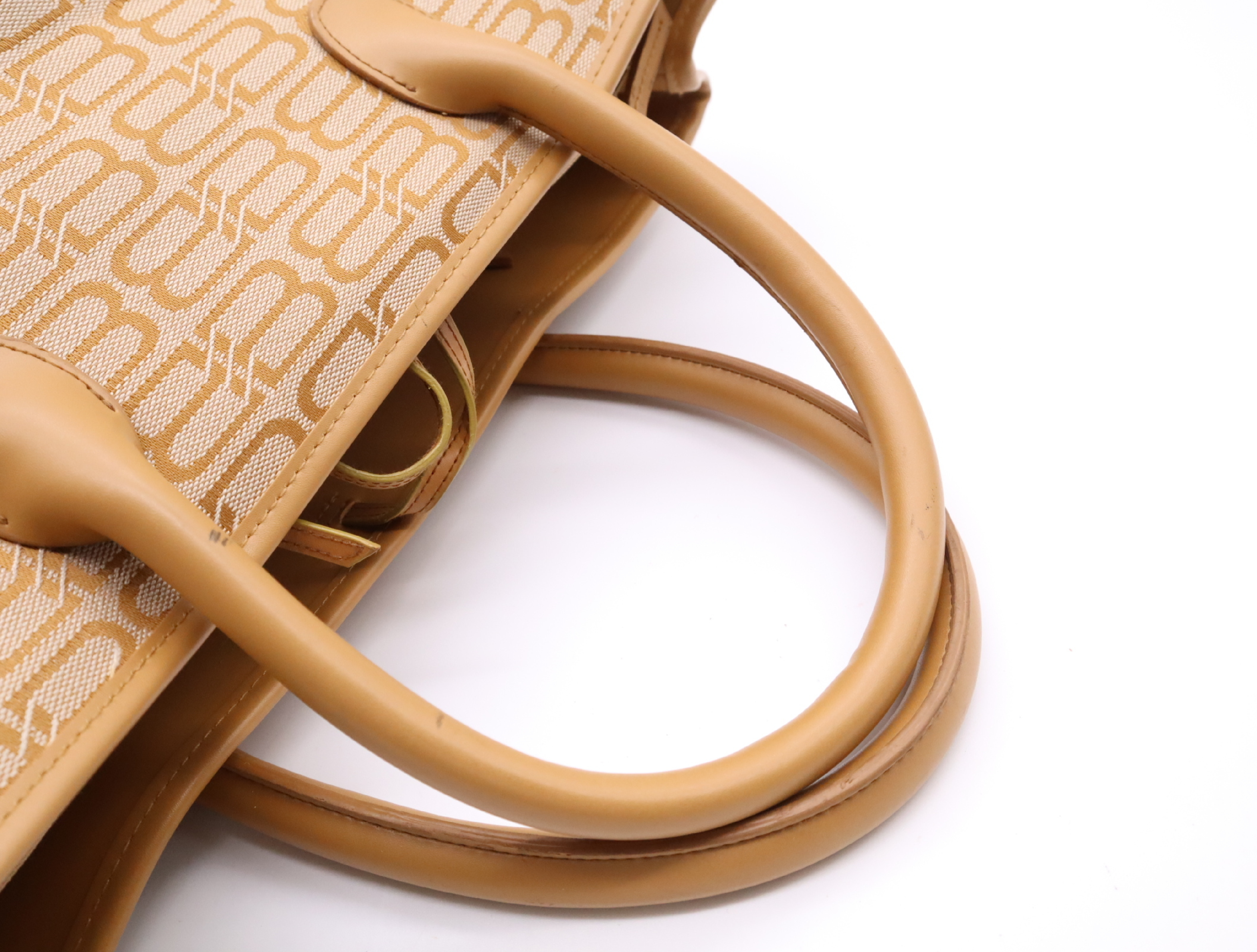 Jacquard/Leather BB Logo Monogram Tote Bag, Orange Tote Bag — view 12