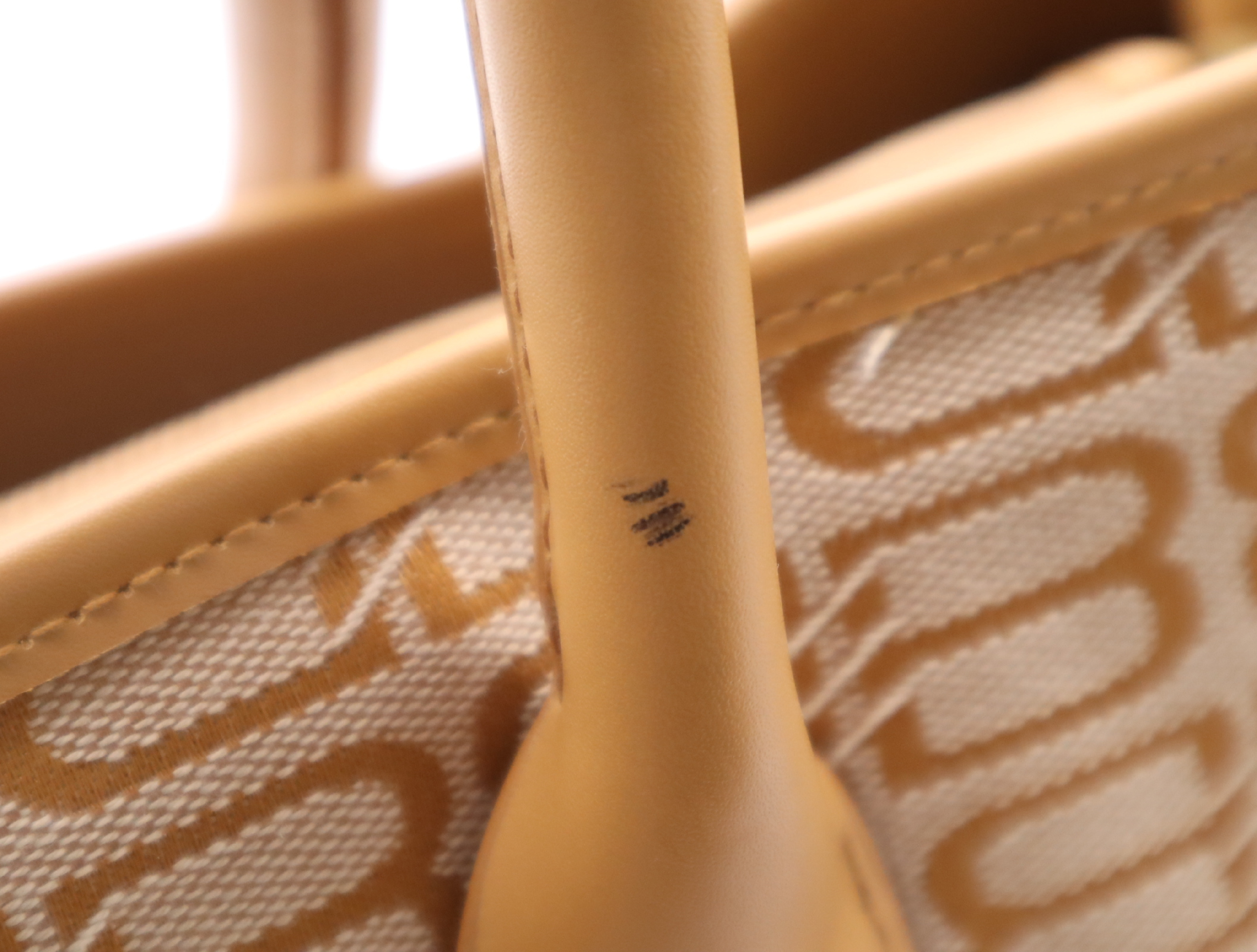 Jacquard/Leather BB Logo Monogram Tote Bag, Orange Tote Bag — view 14