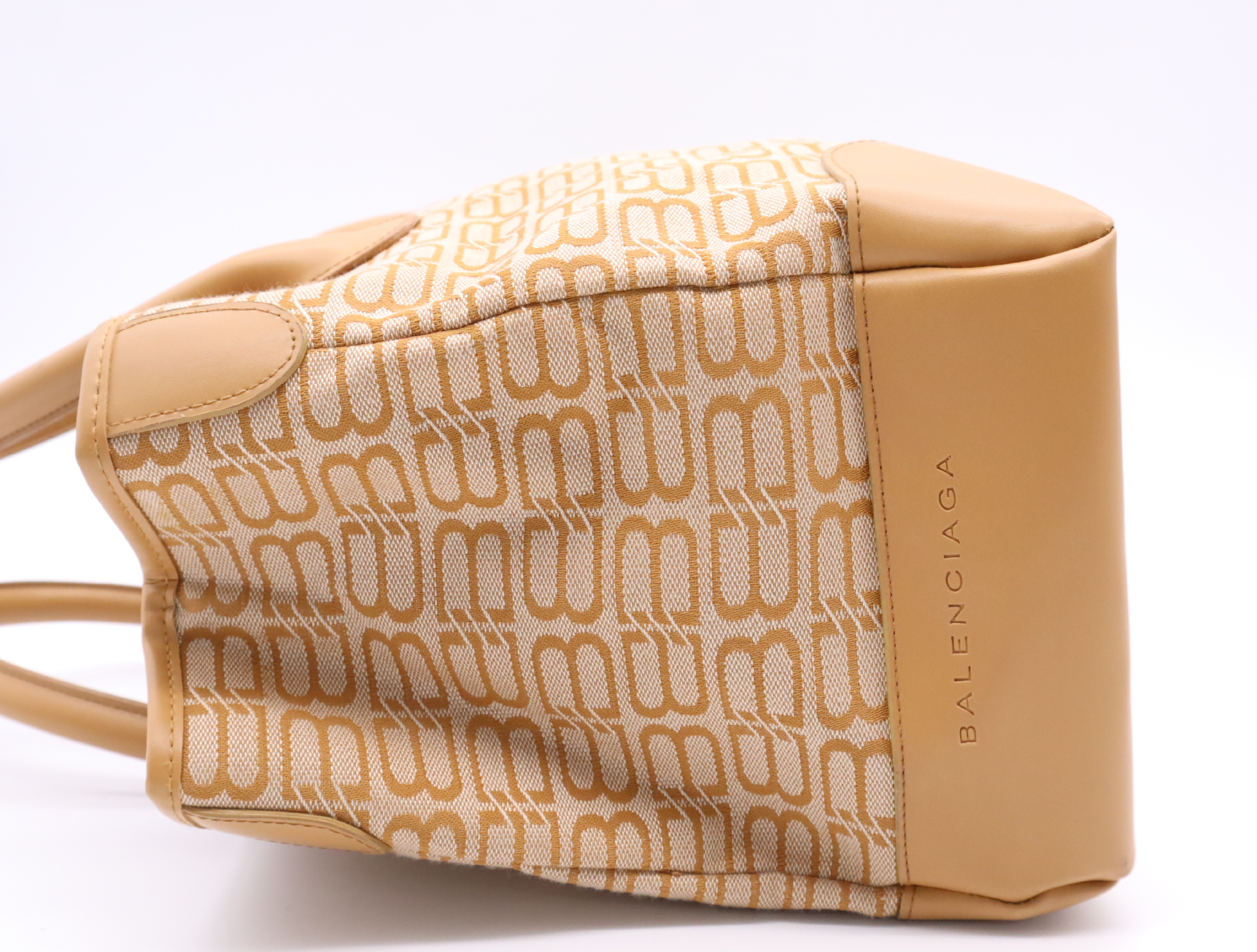Jacquard/Leather BB Logo Monogram Tote Bag, Orange Tote Bag — view 3