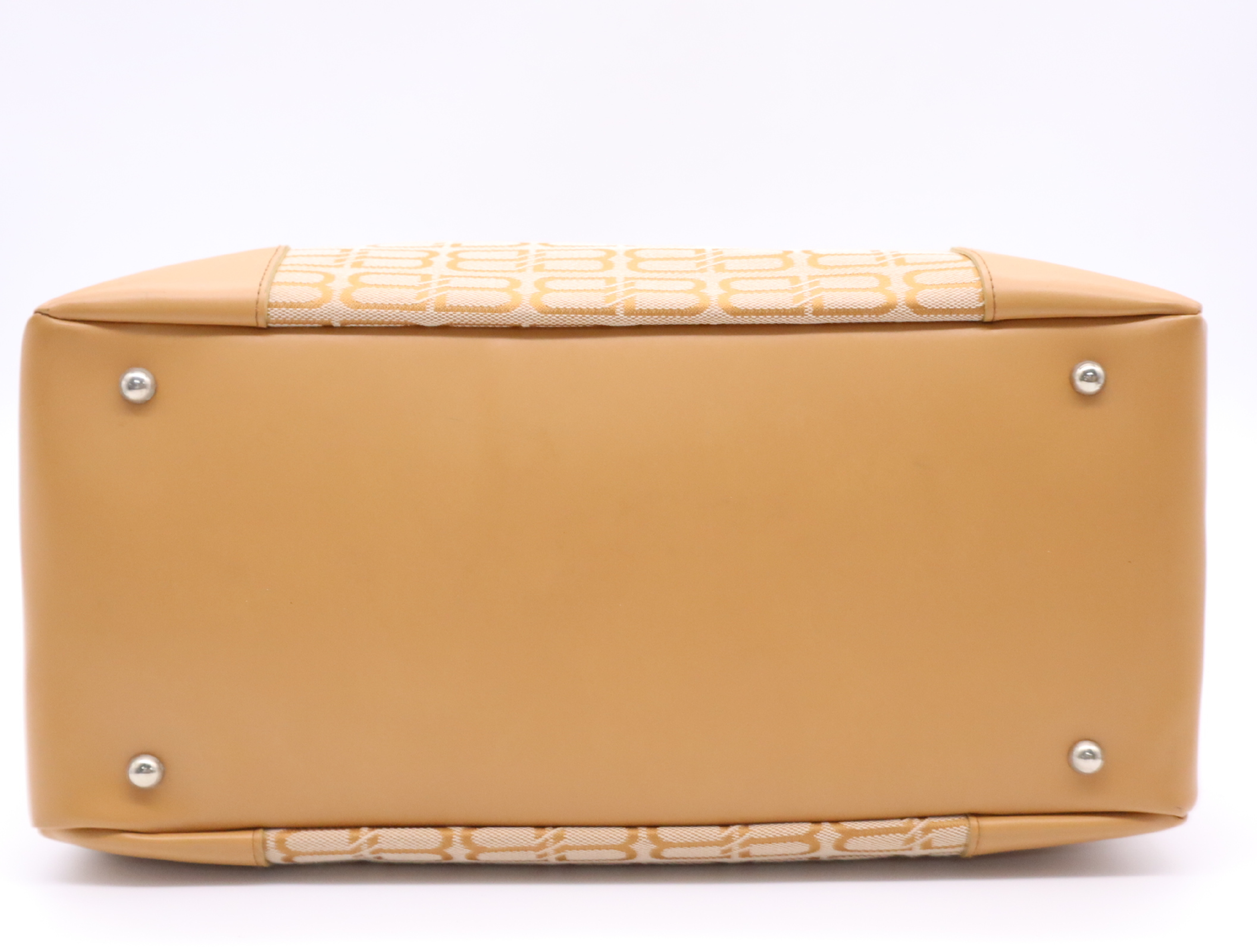 Jacquard/Leather BB Logo Monogram Tote Bag, Orange Tote Bag — view 4