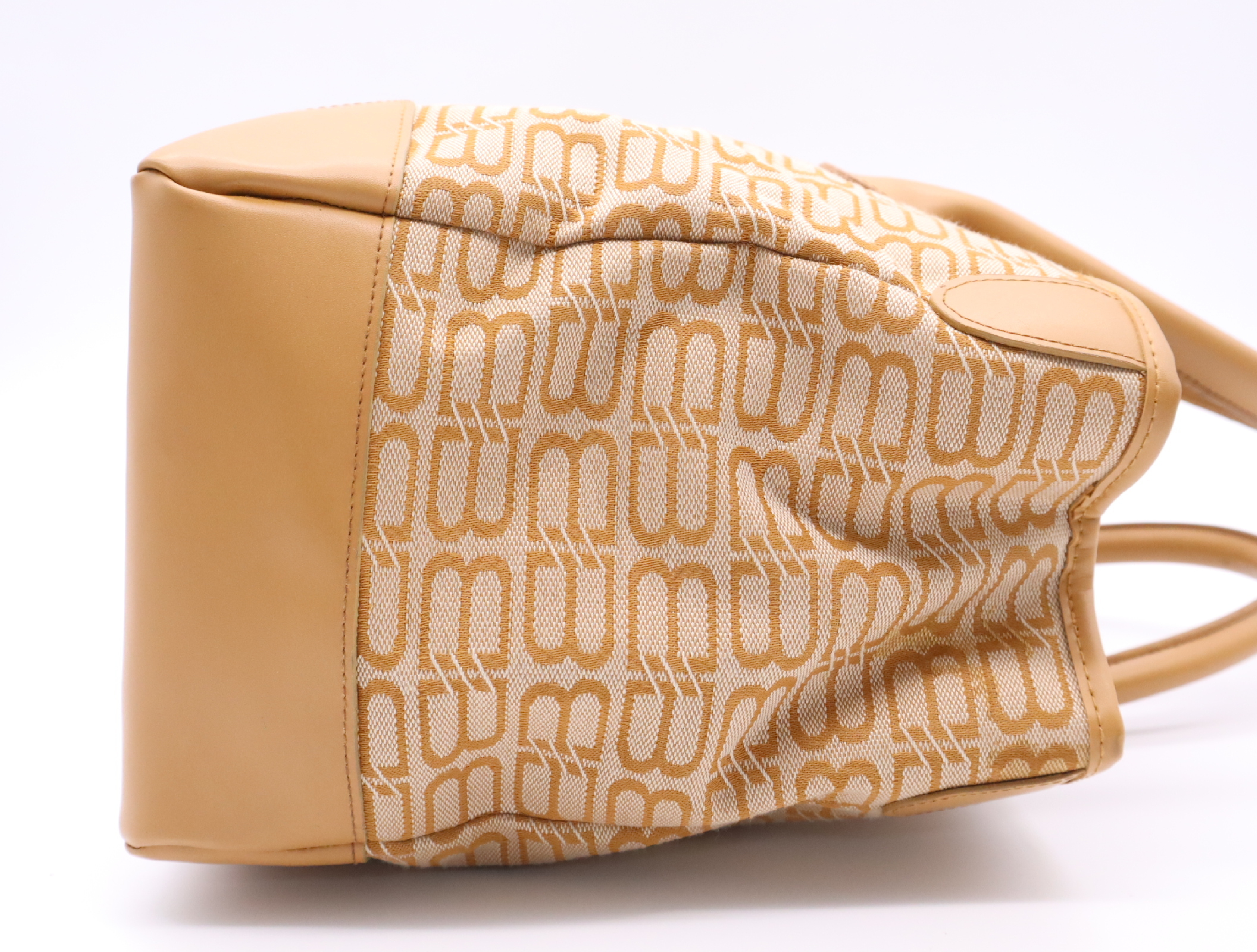 Jacquard/Leather BB Logo Monogram Tote Bag, Orange Tote Bag — view 5