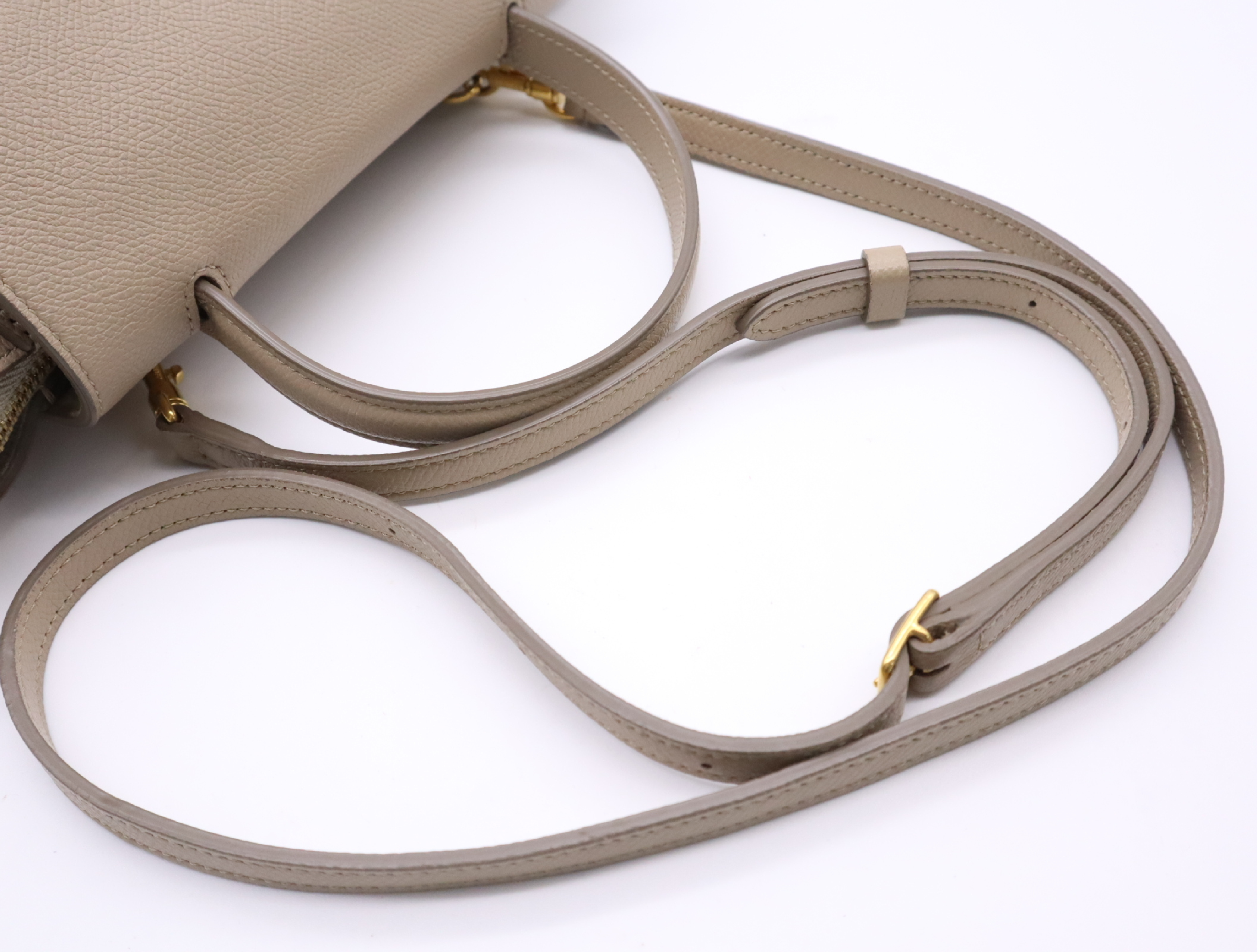 Leather Nano Belt Bag, 2-Way Handbag, Beige, with Shoulder Strap, Shoulder Bag — view 12