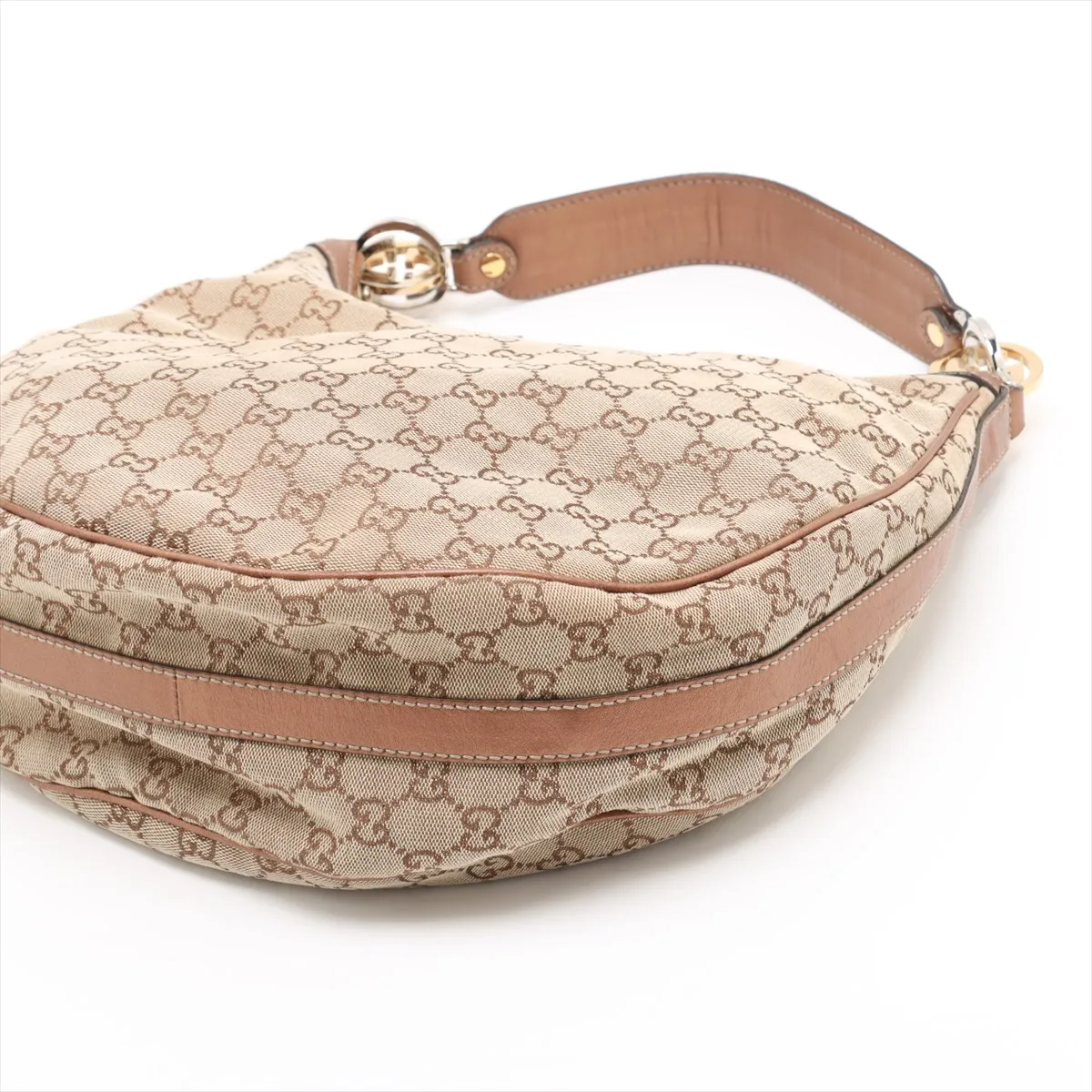 GG Canvas x Leather Shoulder Bag Beige x Bronze 232962 — view 3