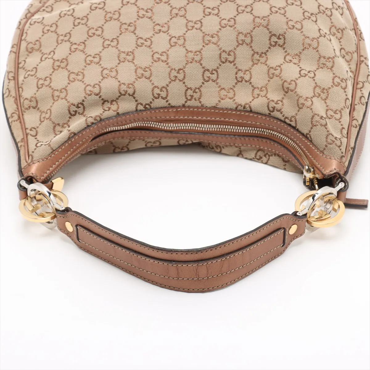 GG Canvas x Leather Shoulder Bag Beige x Bronze 232962 — view 5