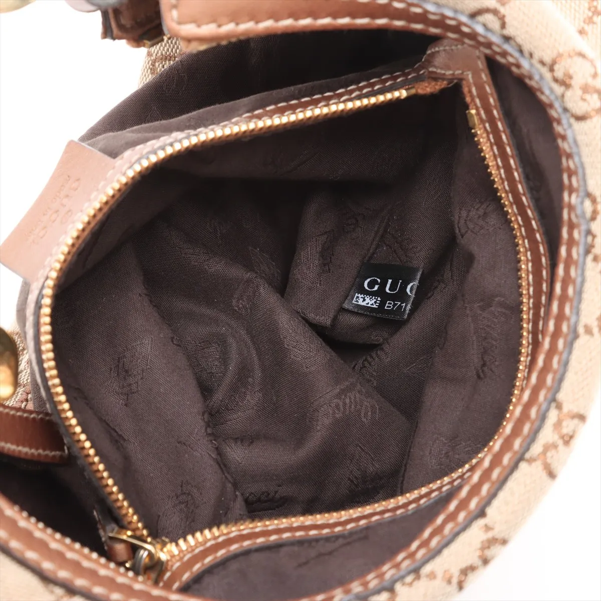 GG Canvas x Leather Shoulder Bag Beige x Bronze 232962 — view 8