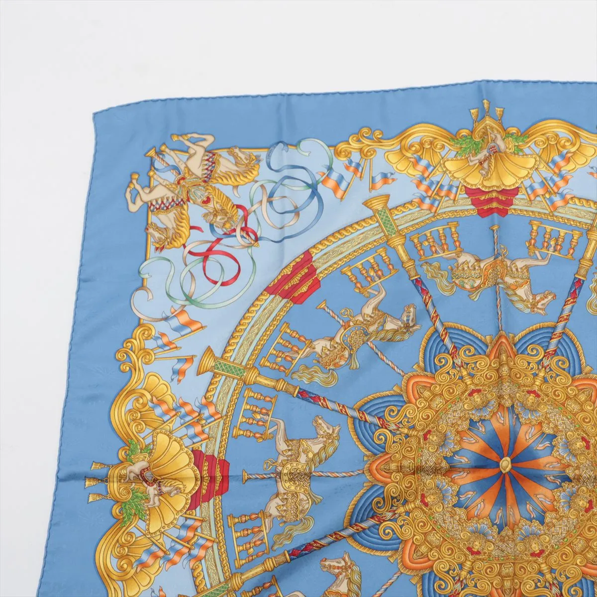 Carre 90 LUNAPARK Amusement Park Scarf Silk Blue — view 2