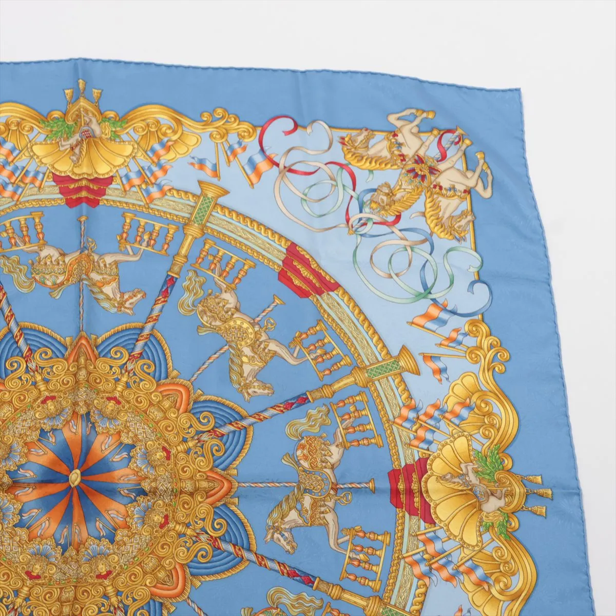 Carre 90 LUNAPARK Amusement Park Scarf Silk Blue — view 3