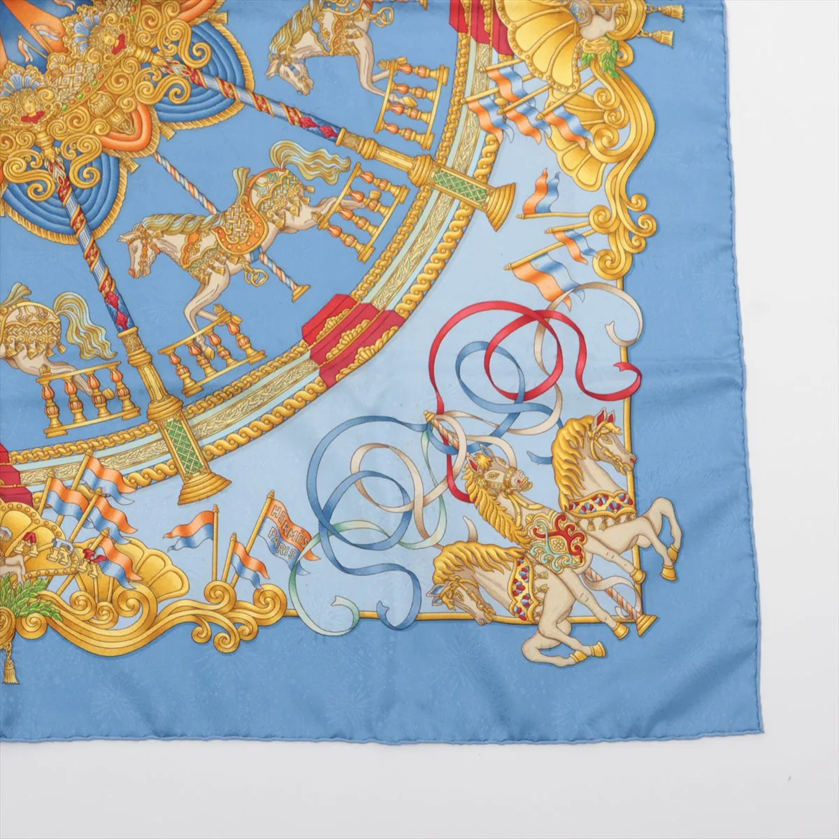 Carre 90 LUNAPARK Amusement Park Scarf Silk Blue — view 4