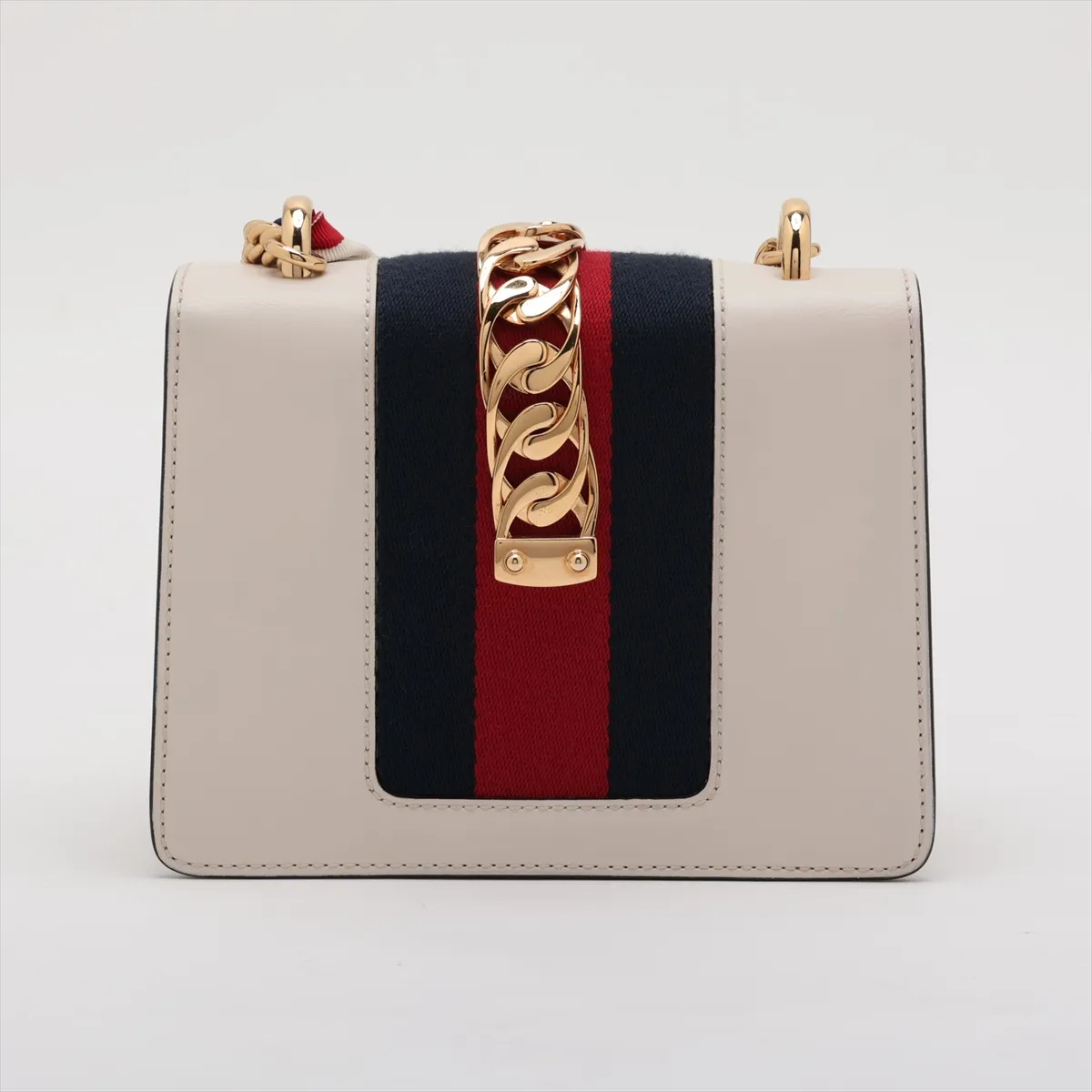 Sylvie 431666 Leather Chain Shoulder Bag, White — view 2