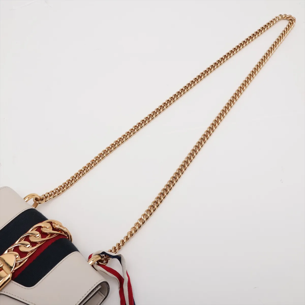 Sylvie 431666 Leather Chain Shoulder Bag, White — view 5