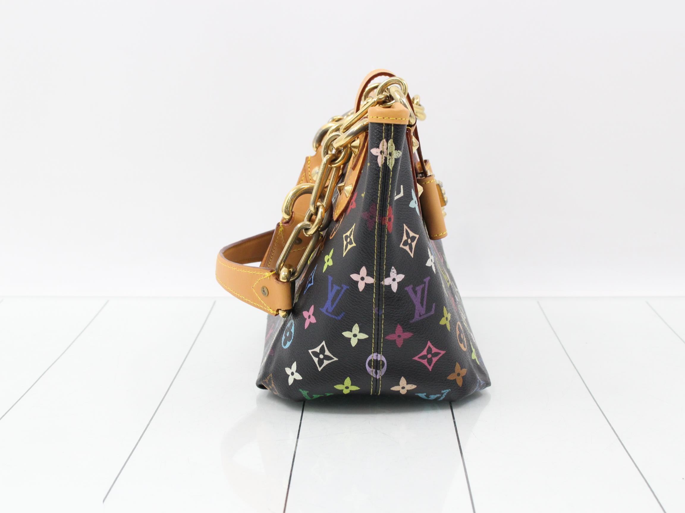 M40308 Annie MM Chain Tote Bag, Multicolor, Black — view 4