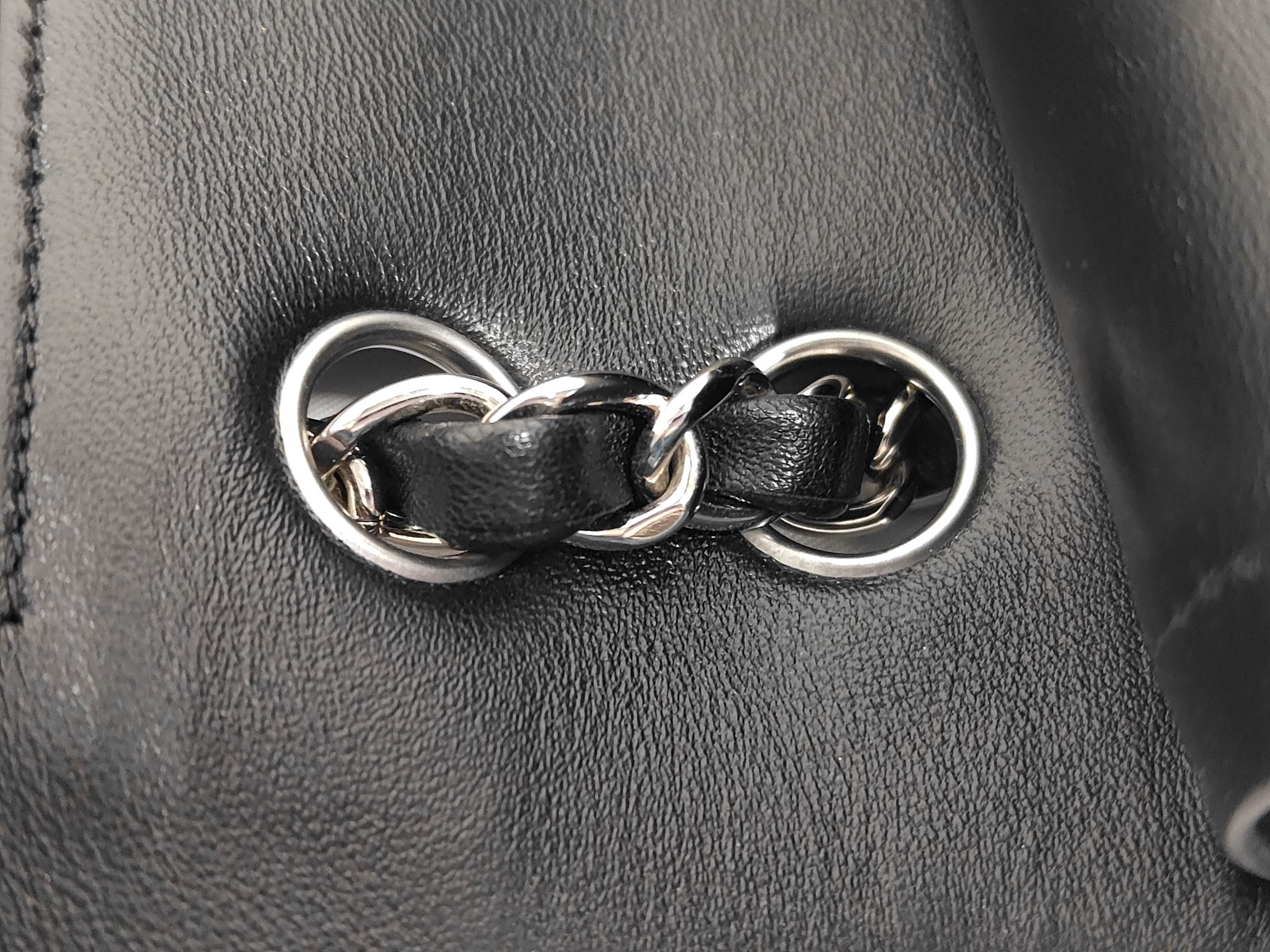 Matelassé 25 Lambskin Black Silver Hardware Double Flap Serial Plate Shoulder Bag — view 4