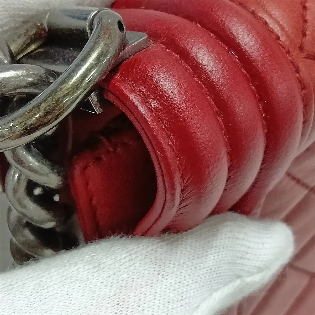 Boy Chanel 25 Lambskin Chain Shoulder Bag, Red, Gunmetal Hardware, 18460674, Serial Number 18-series, A67086 — view 11