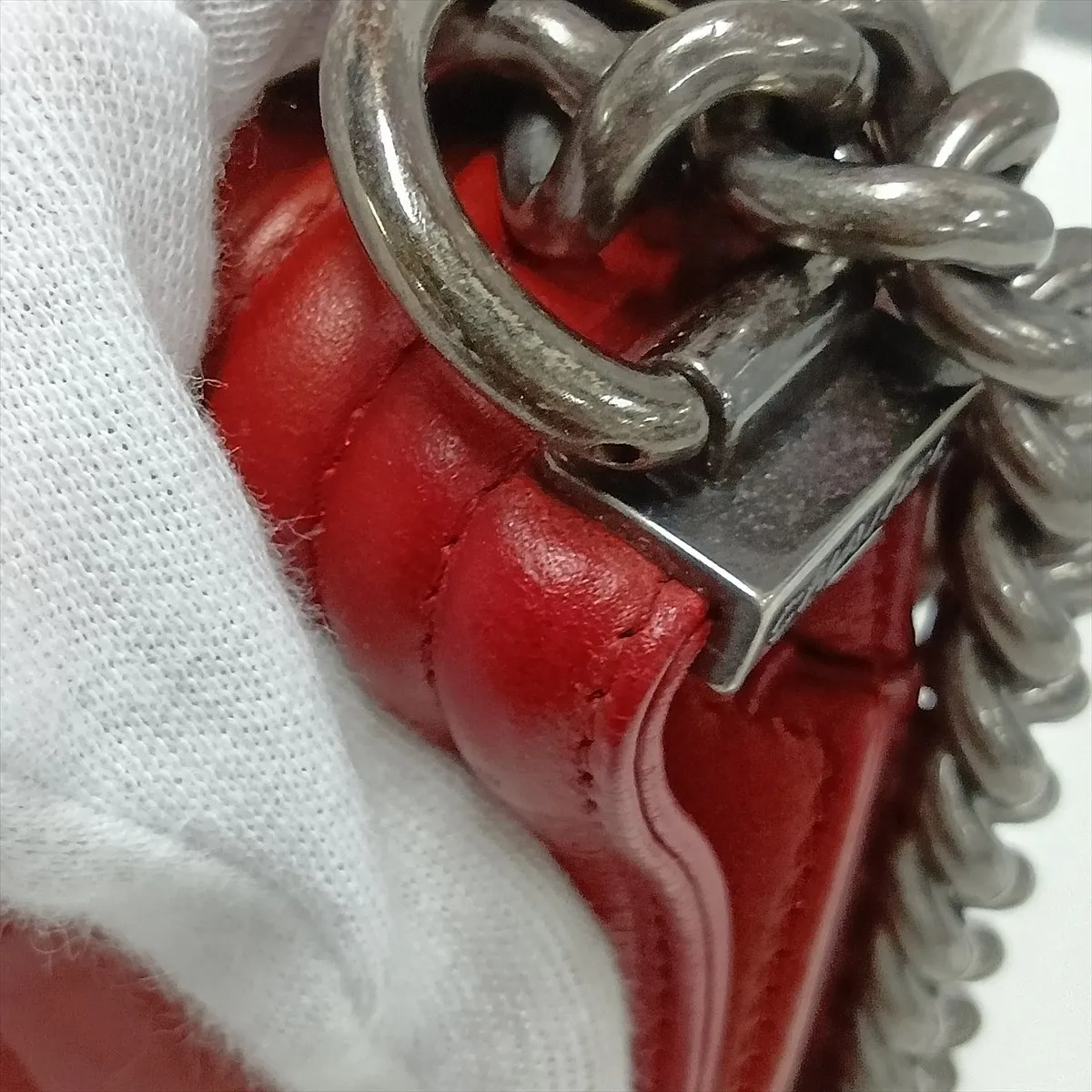 Boy Chanel 25 Lambskin Chain Shoulder Bag, Red, Gunmetal Hardware, 18460674, Serial Number 18-series, A67086 — view 13