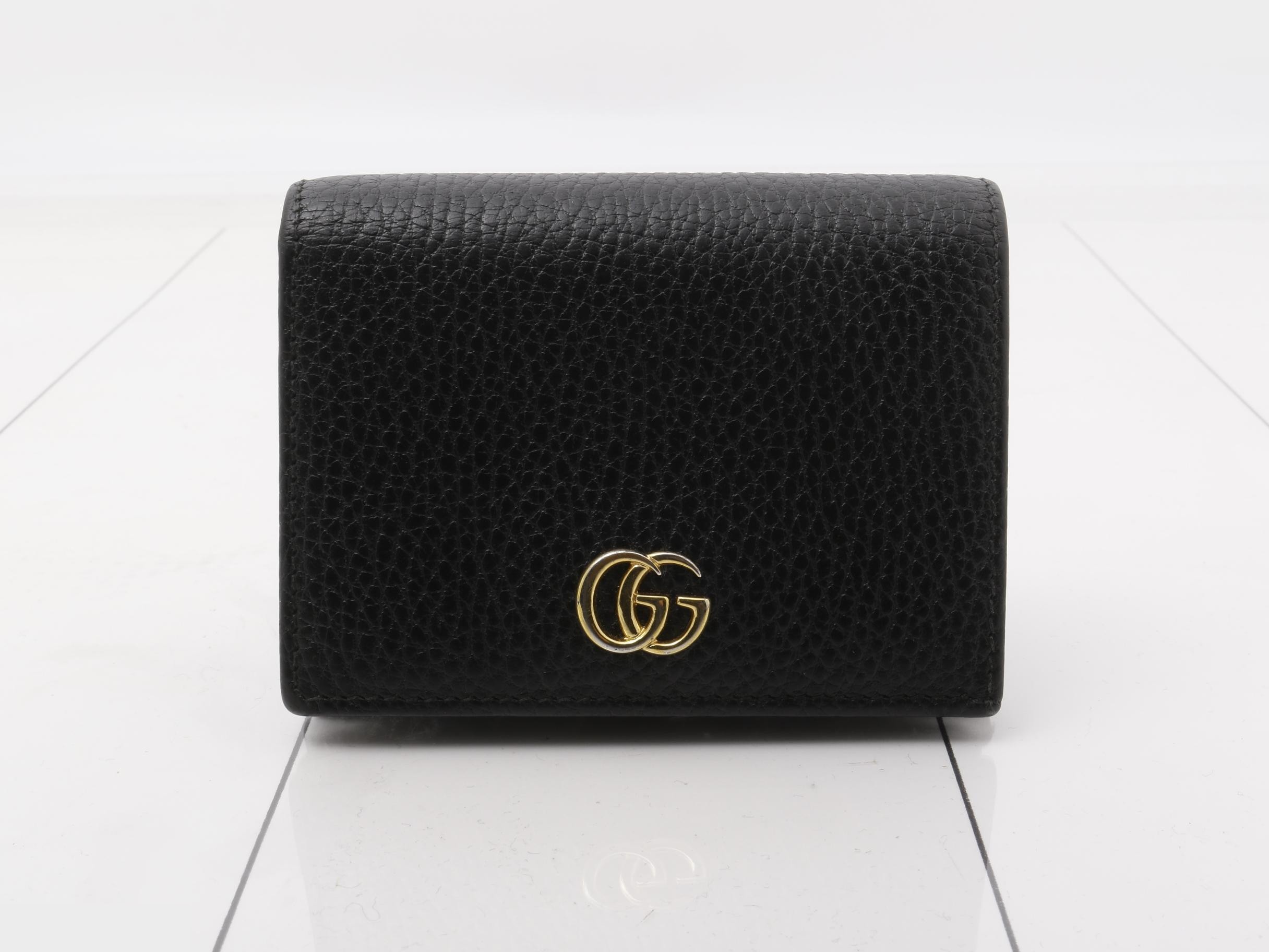 GG Marmont Compact Wallet, Black Leather