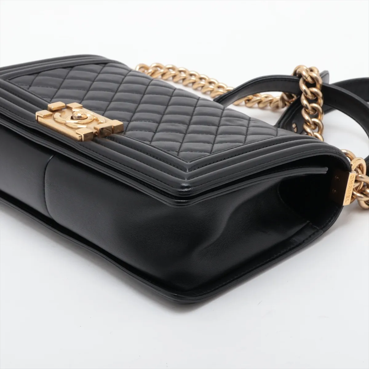 Boy Chanel 25 Lambskin Chain Shoulder Bag, Black with Gold Hardware, 21903857, Serial Number , A67086 — view 3