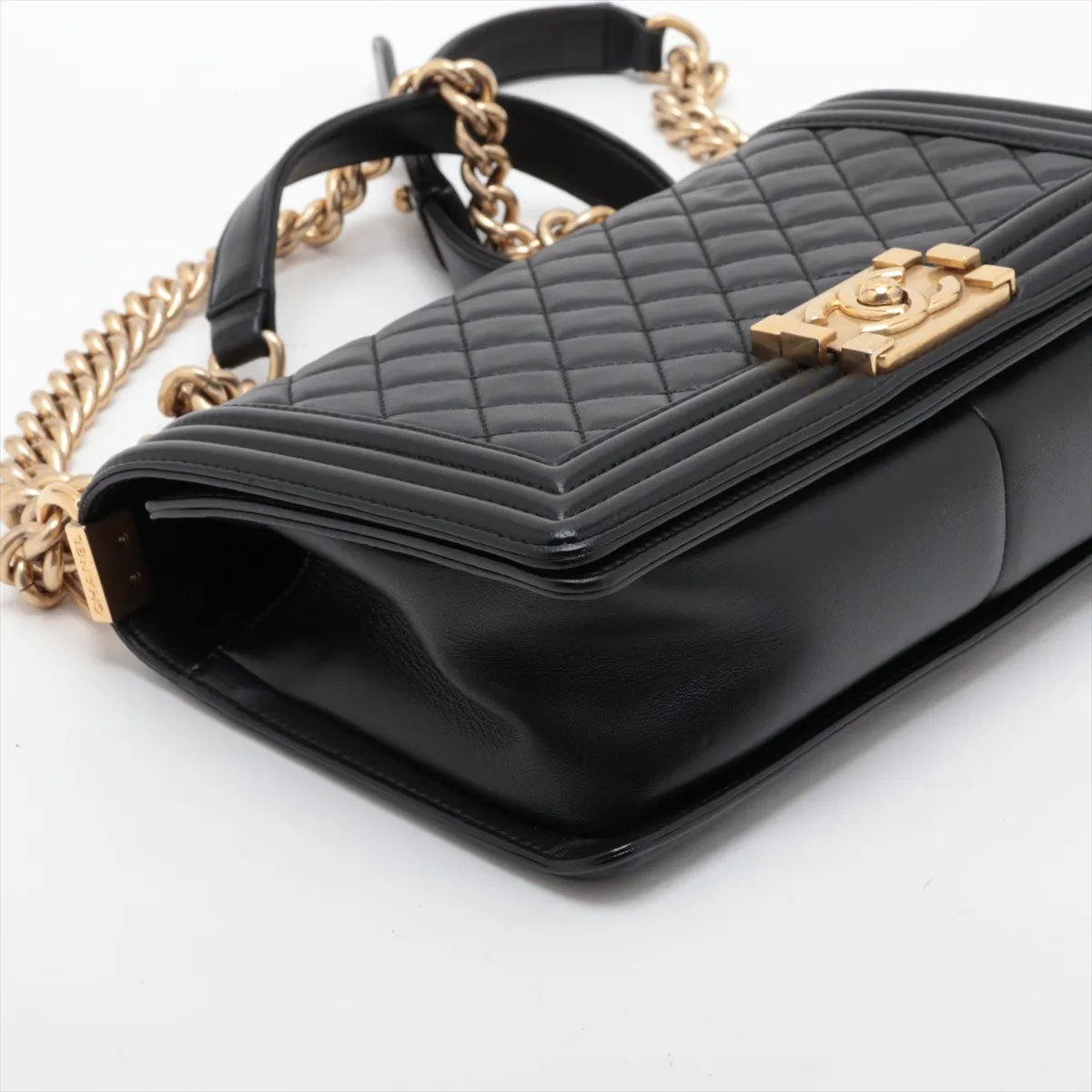 Boy Chanel 25 Lambskin Chain Shoulder Bag, Black with Gold Hardware, 21903857, Serial Number , A67086 — view 4