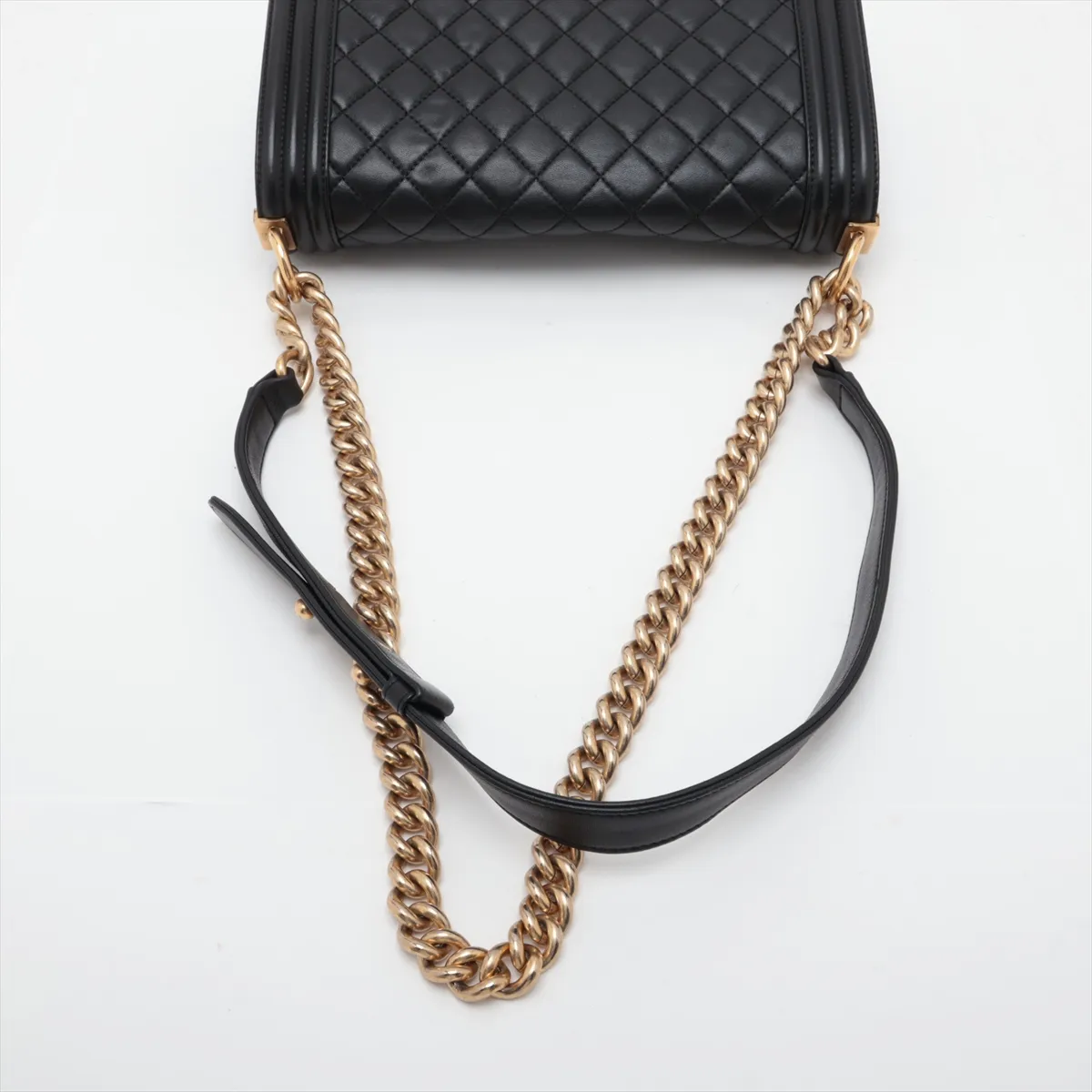 Boy Chanel 25 Lambskin Chain Shoulder Bag, Black with Gold Hardware, 21903857, Serial Number , A67086 — view 5