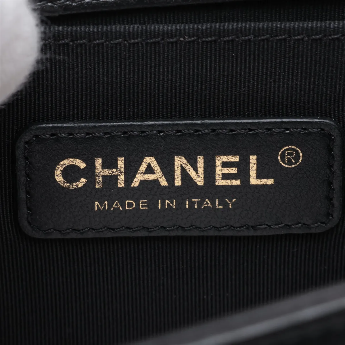 Boy Chanel 25 Lambskin Chain Shoulder Bag, Black with Gold Hardware, 21903857, Serial Number , A67086 — view 9