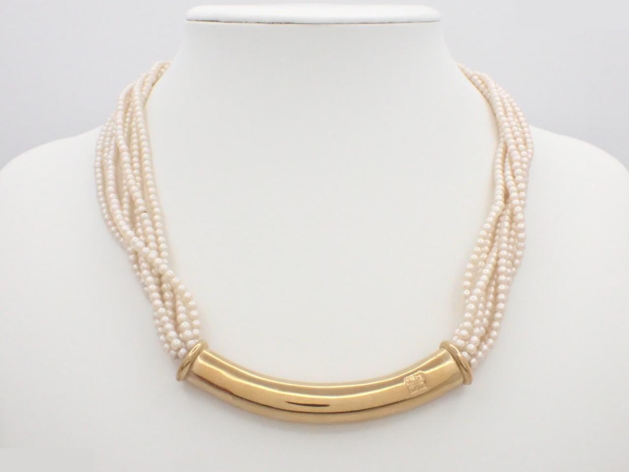 Necklace with 4G logo, pearl, gold plated, approximately 50cm in length. — view 3