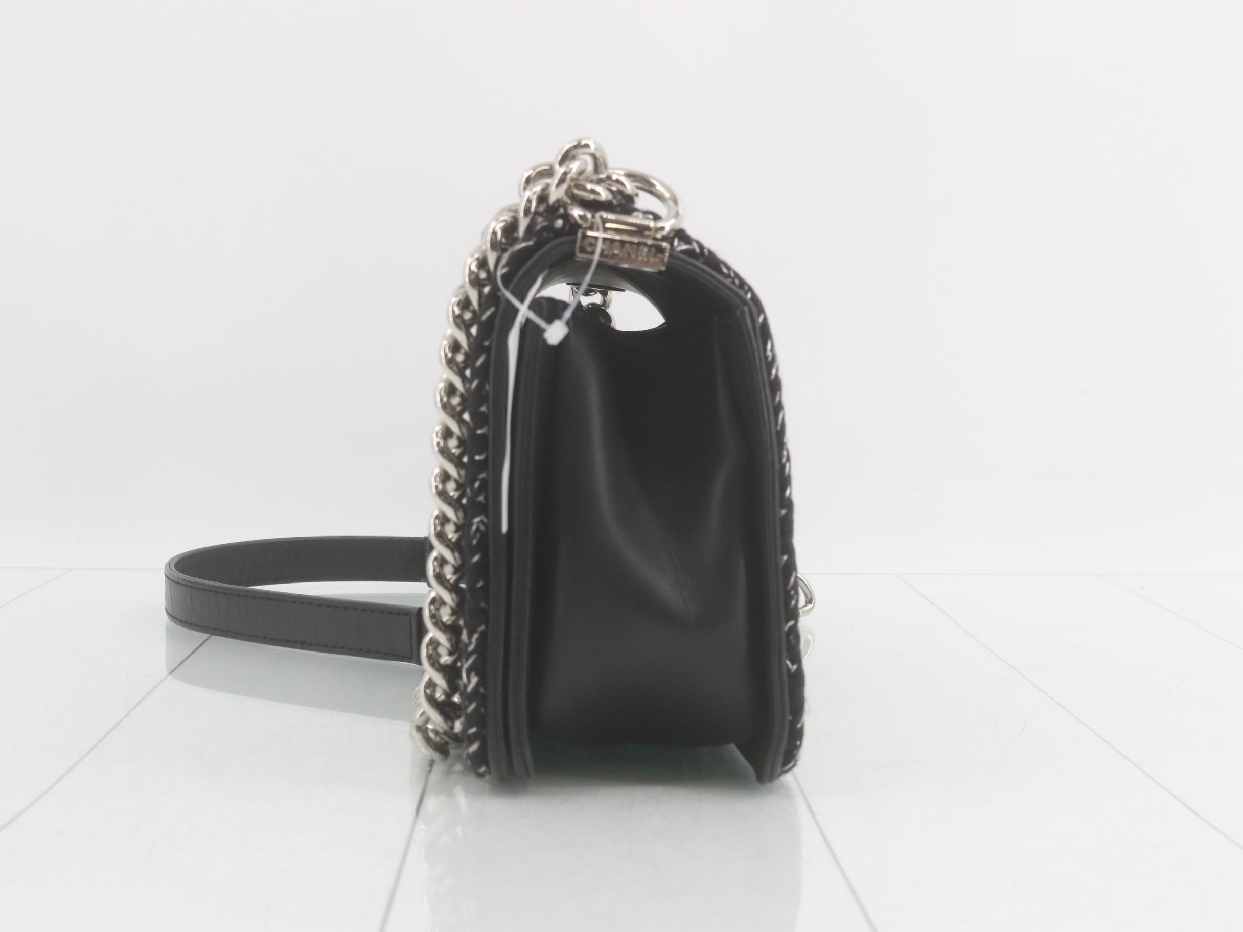 Boy Chanel Chain Shoulder Bag, Black — view 3