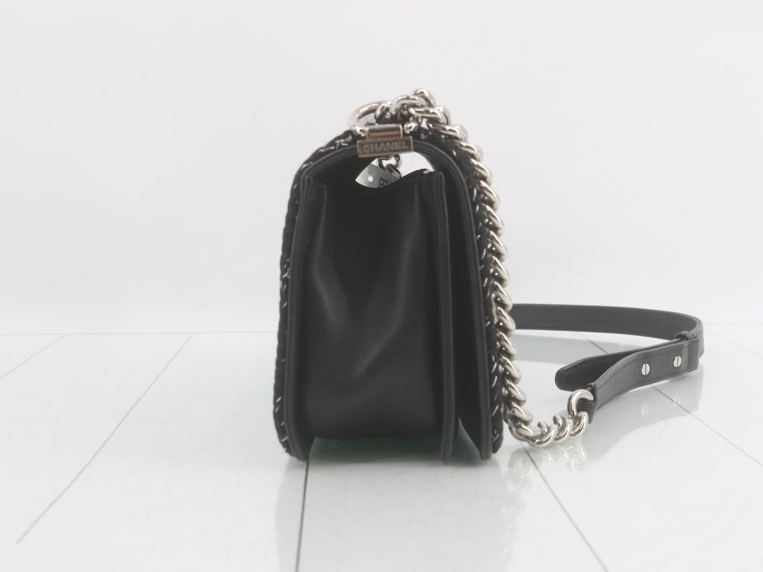 Boy Chanel Chain Shoulder Bag, Black — view 4
