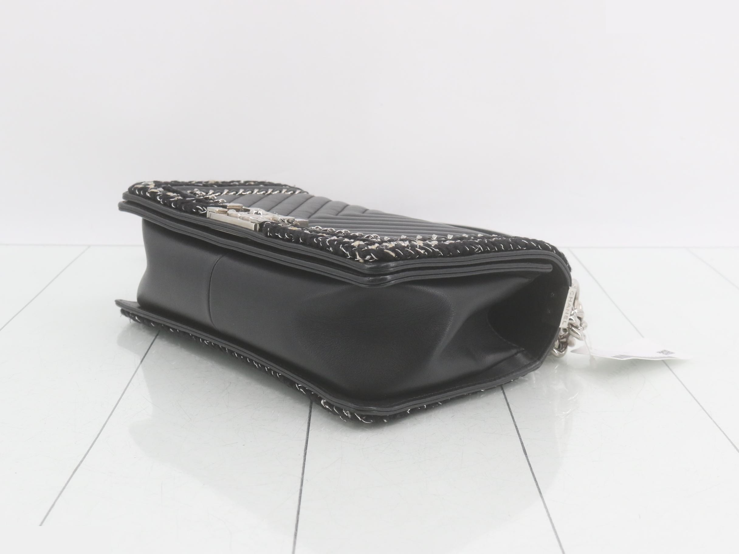 Boy Chanel Chain Shoulder Bag, Black — view 6