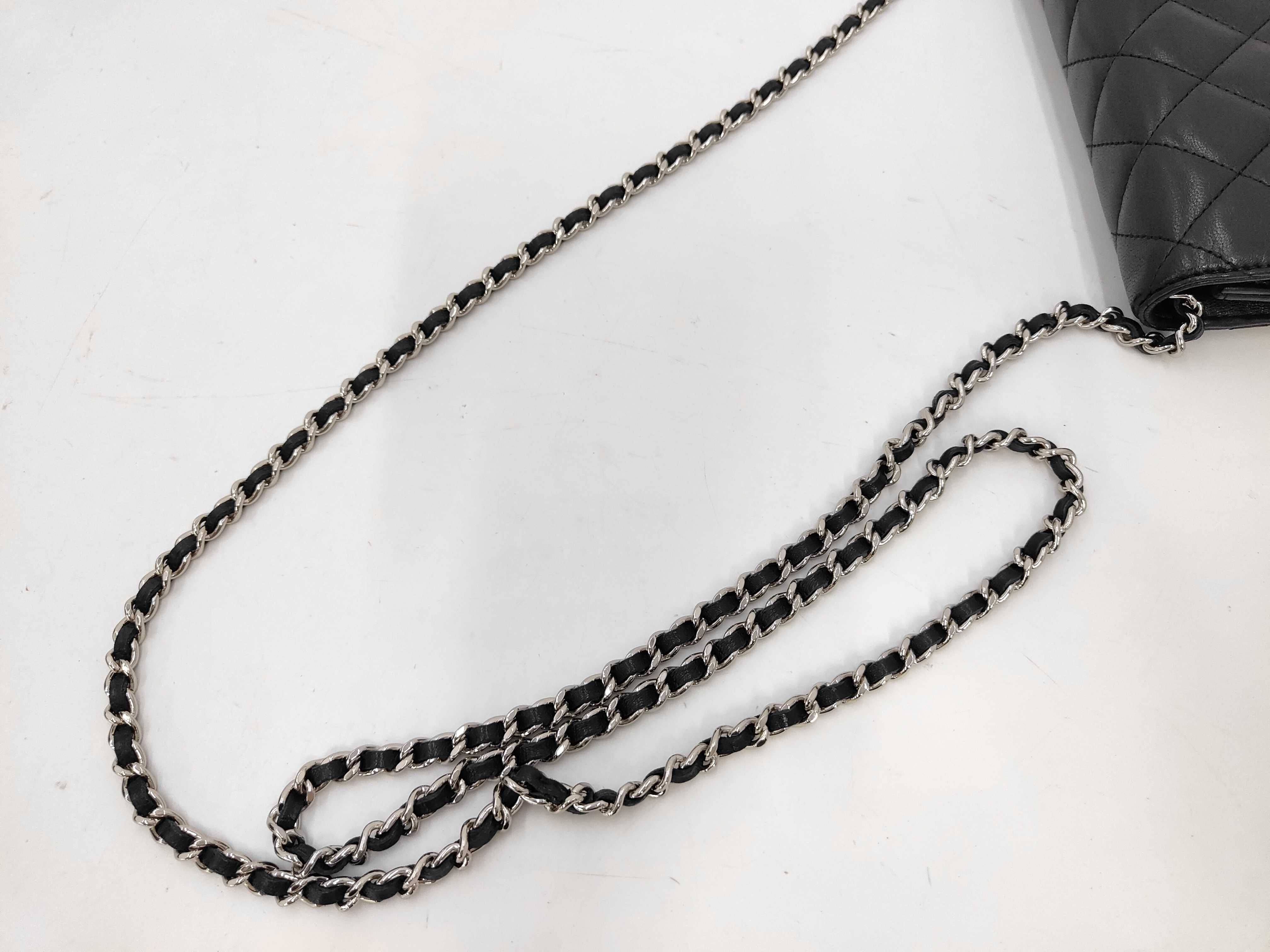 Lambskin Matelassé Chain Wallet, Black with Silver Hardware, Serial Number 22 Series, Shoulder Bag — view 3