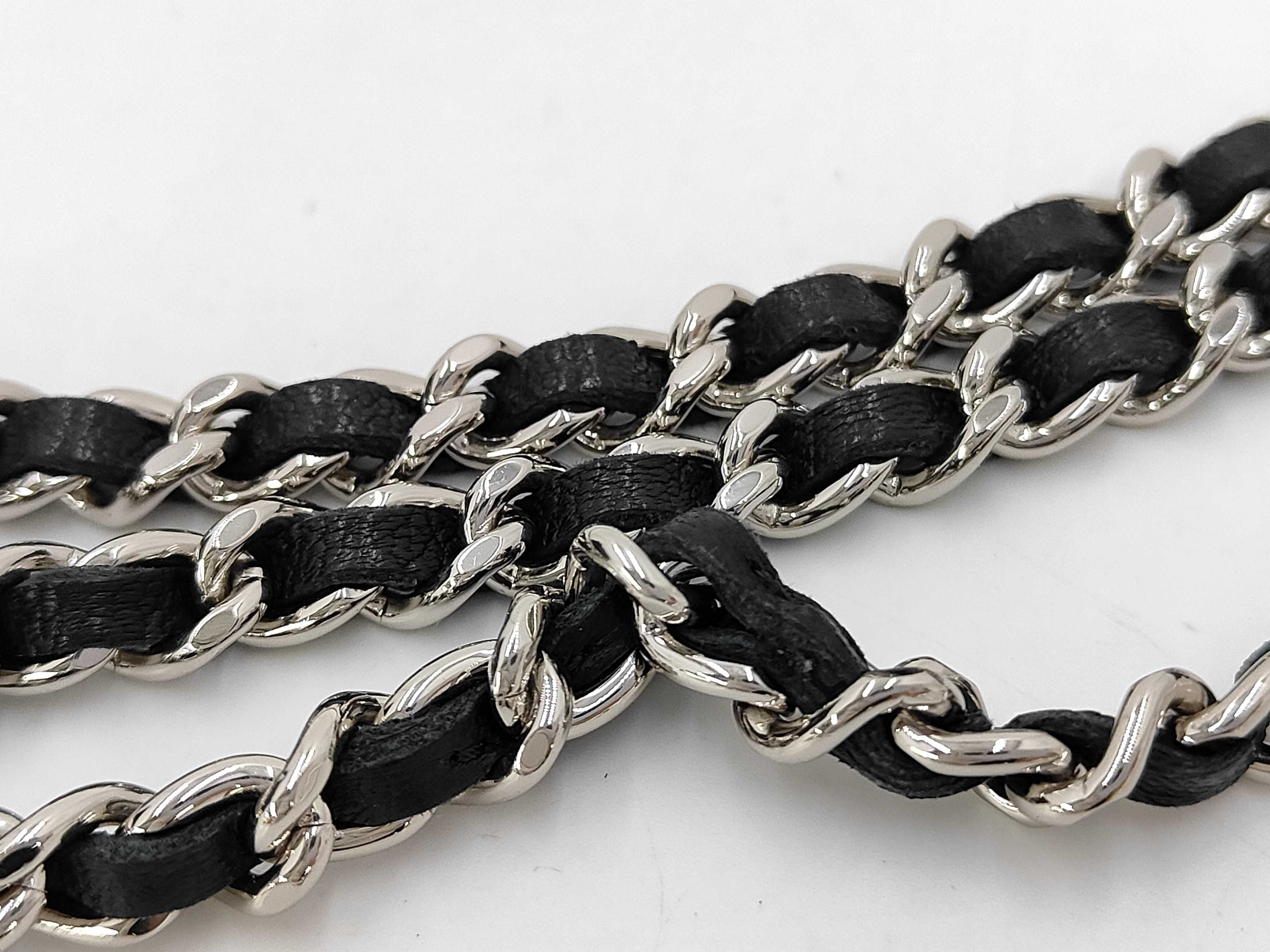 Lambskin Matelassé Chain Wallet, Black with Silver Hardware, Serial Number 22 Series, Shoulder Bag — view 4